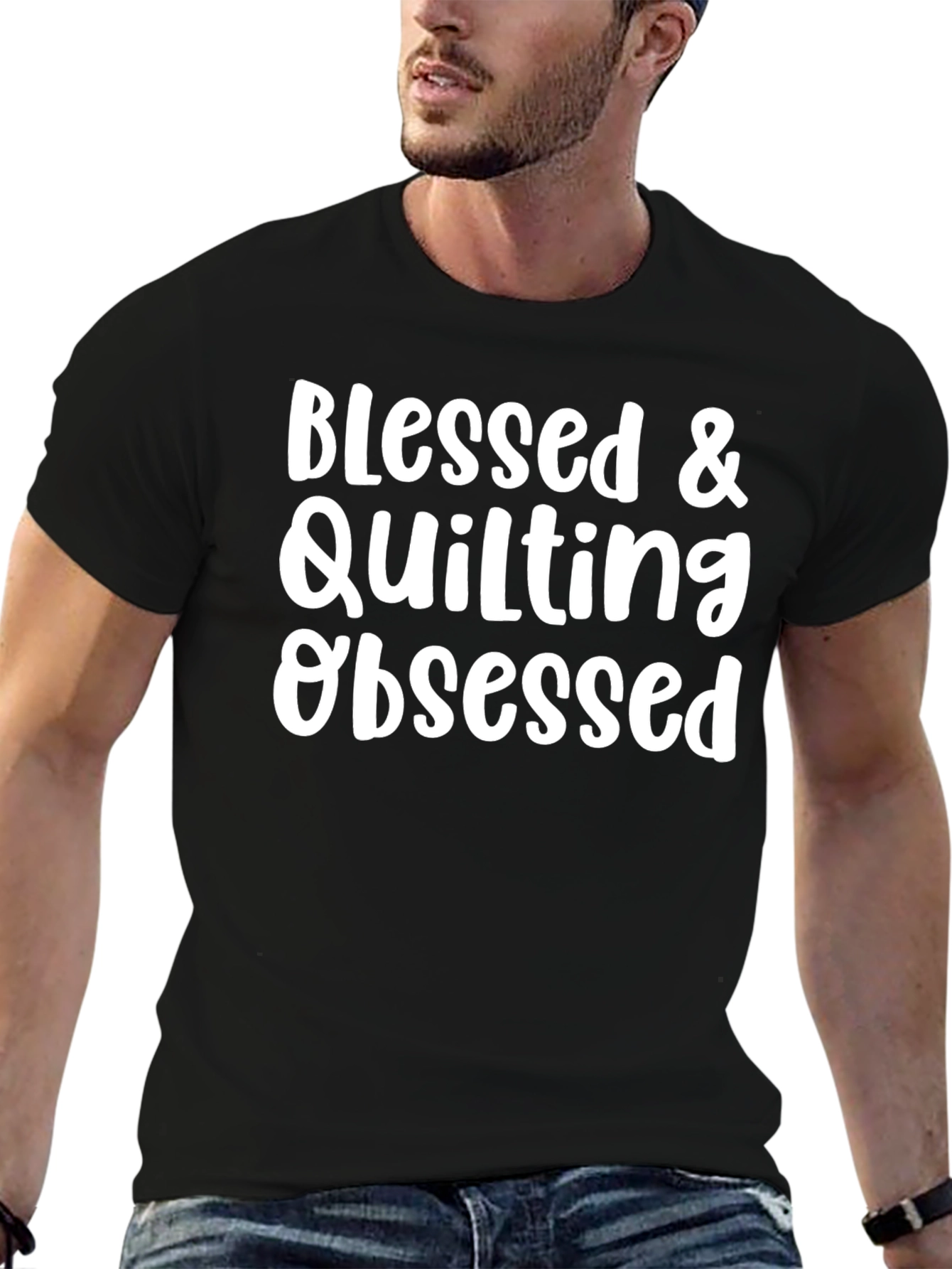 Blessed & Quilting Obsessed Black T-Shirt