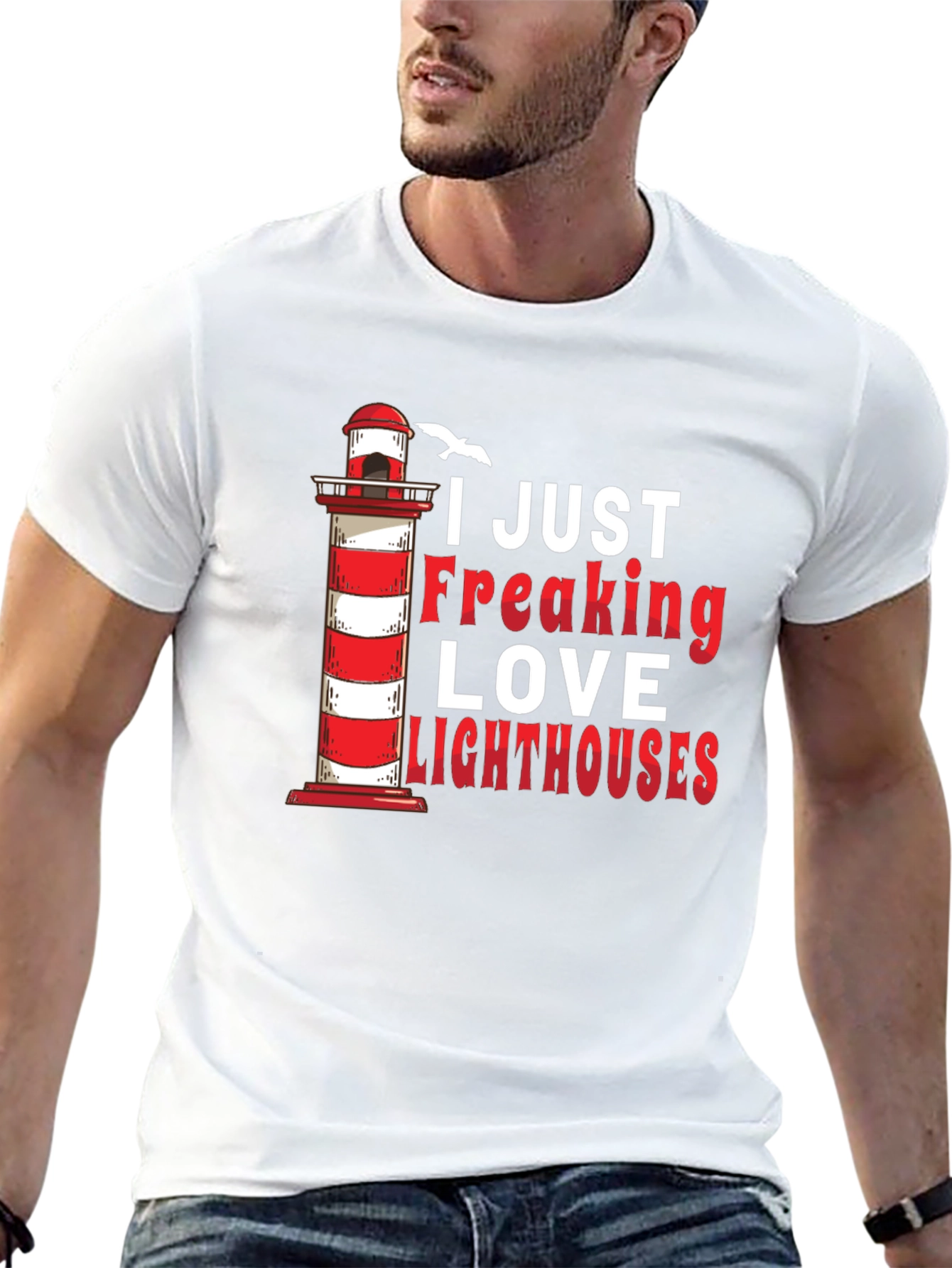 I Love Lighthouses Black T-Shirt