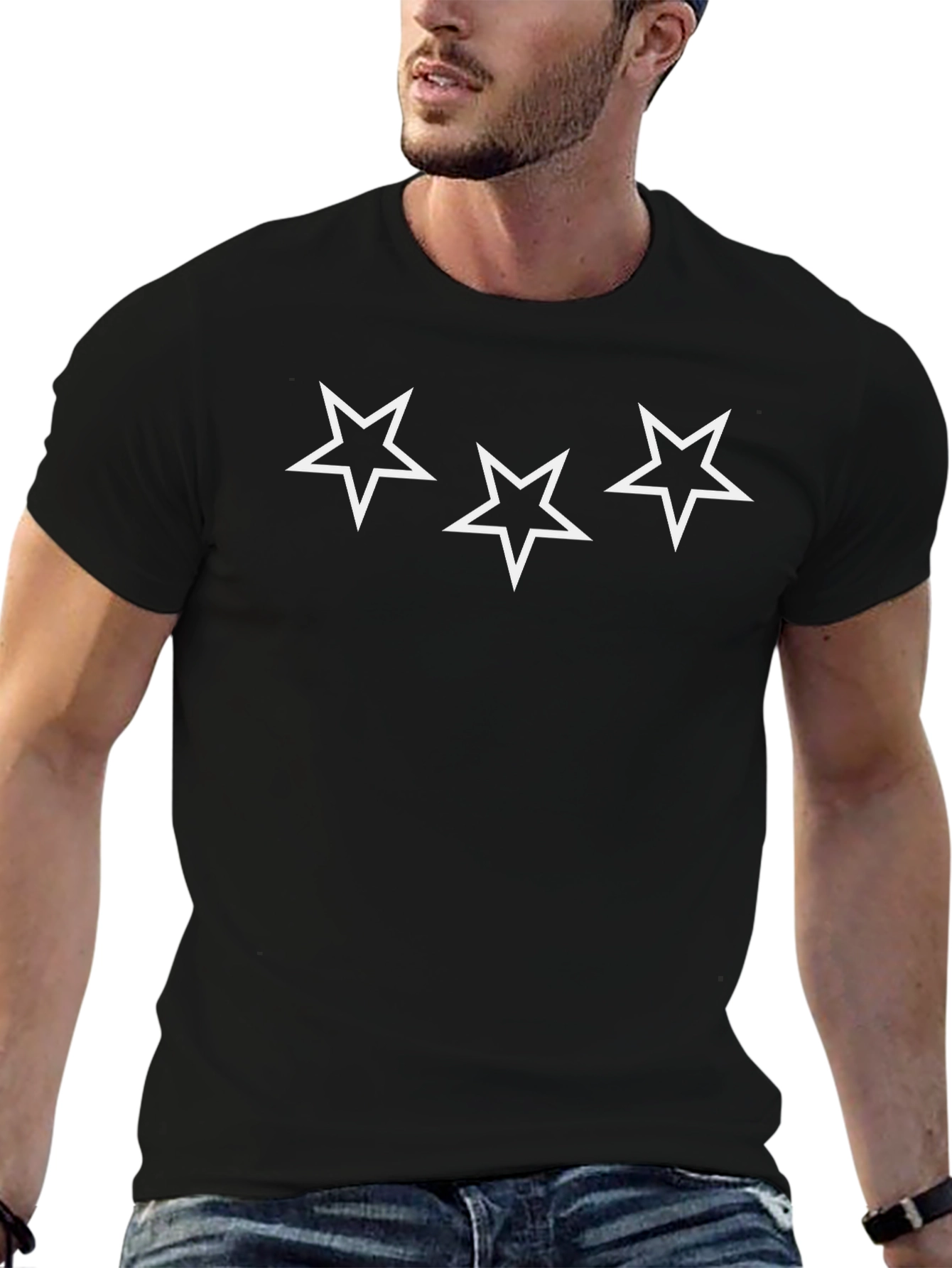 Stars Graphic Black T-Shirt - Casual Style