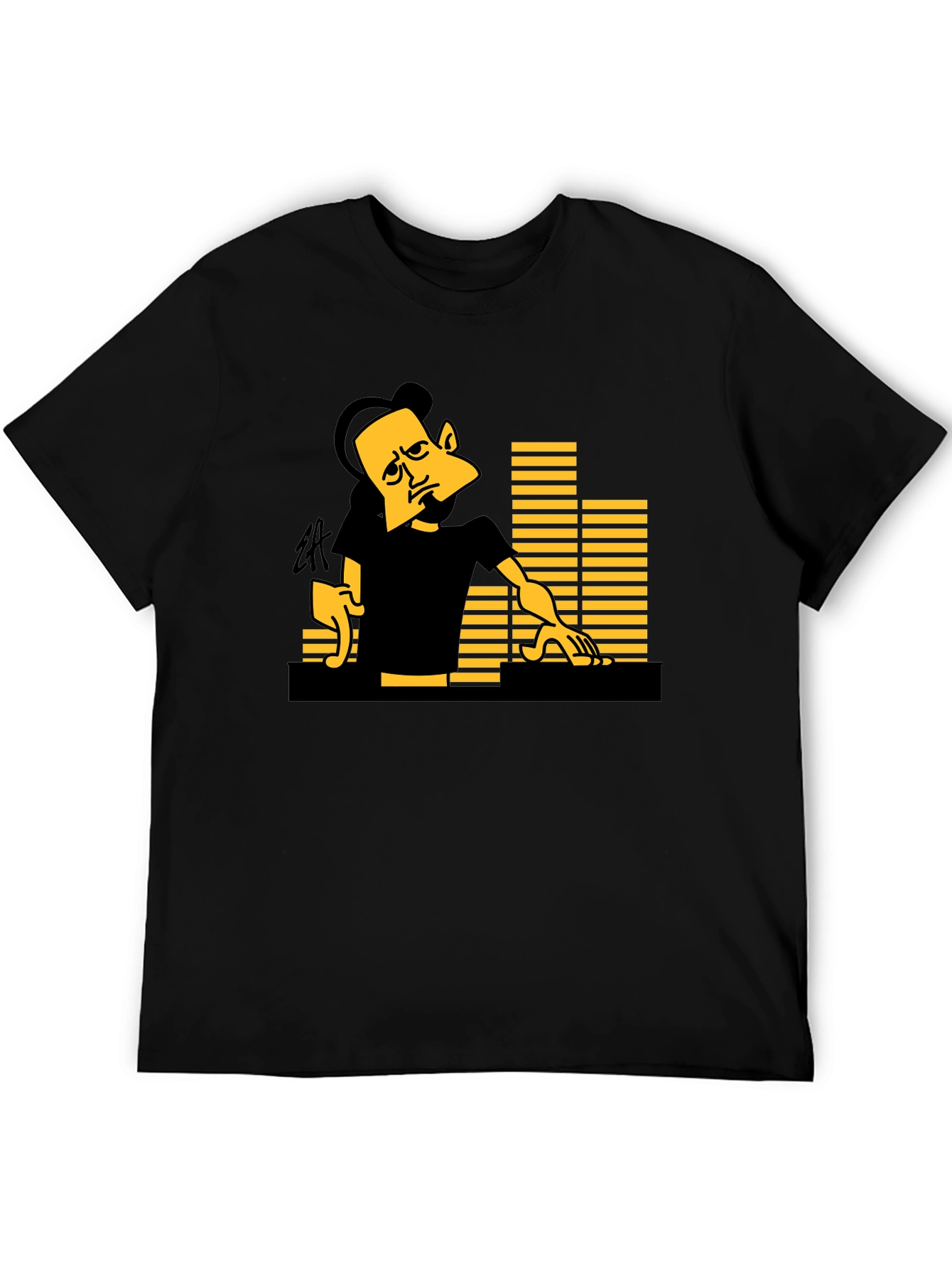 DJ Cartoon Graphic Black Tee - Unique Style