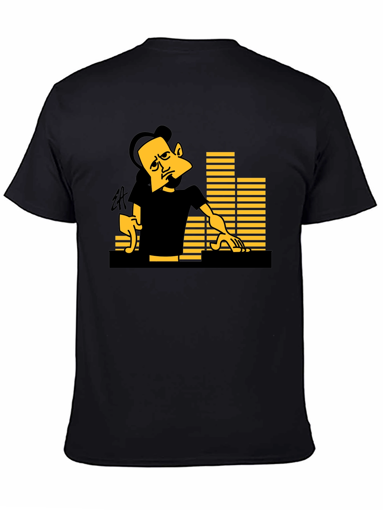 DJ Cartoon Graphic Black Tee - Unique Style