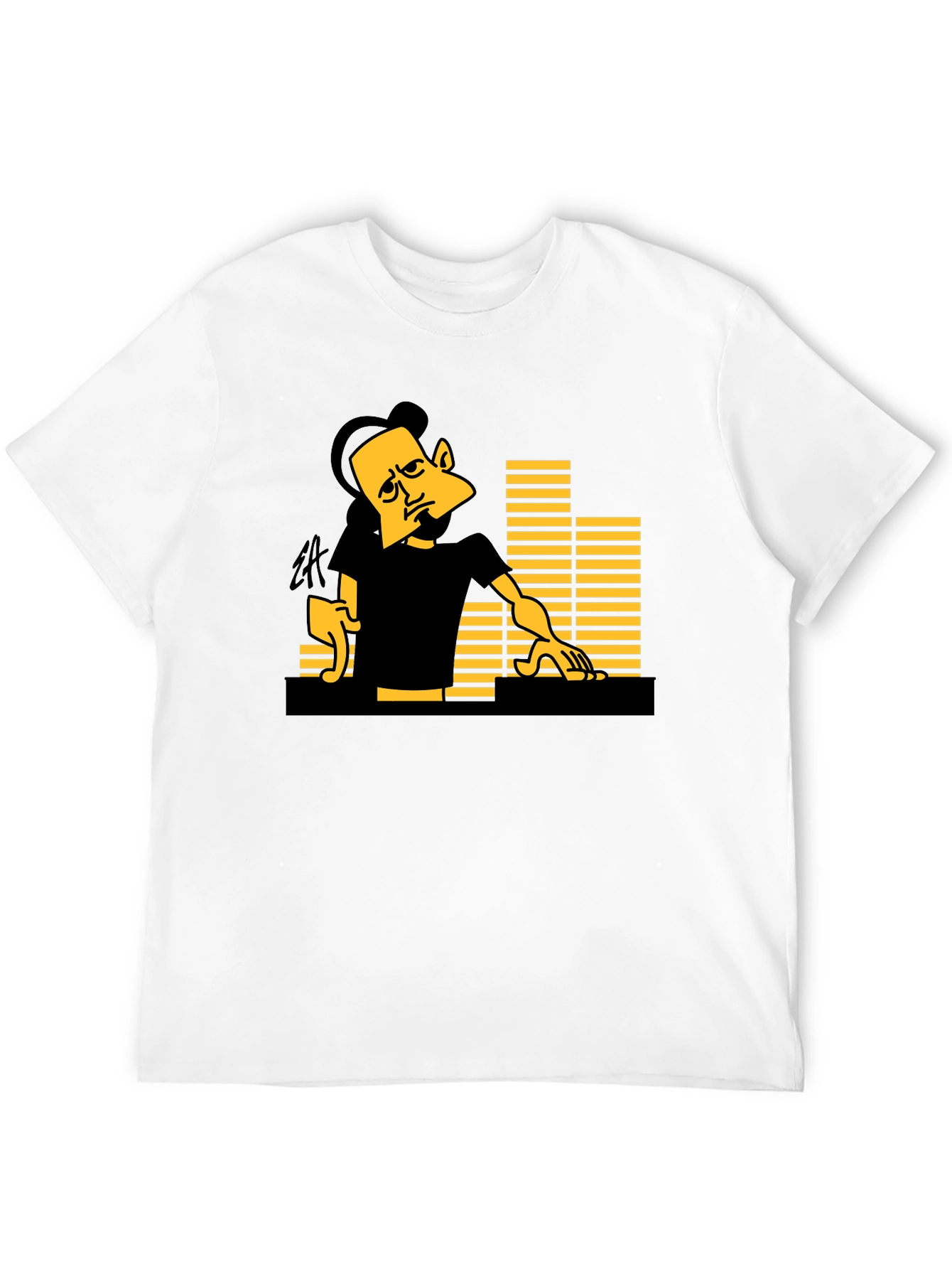 DJ Cartoon Graphic Black Tee - Unique Style