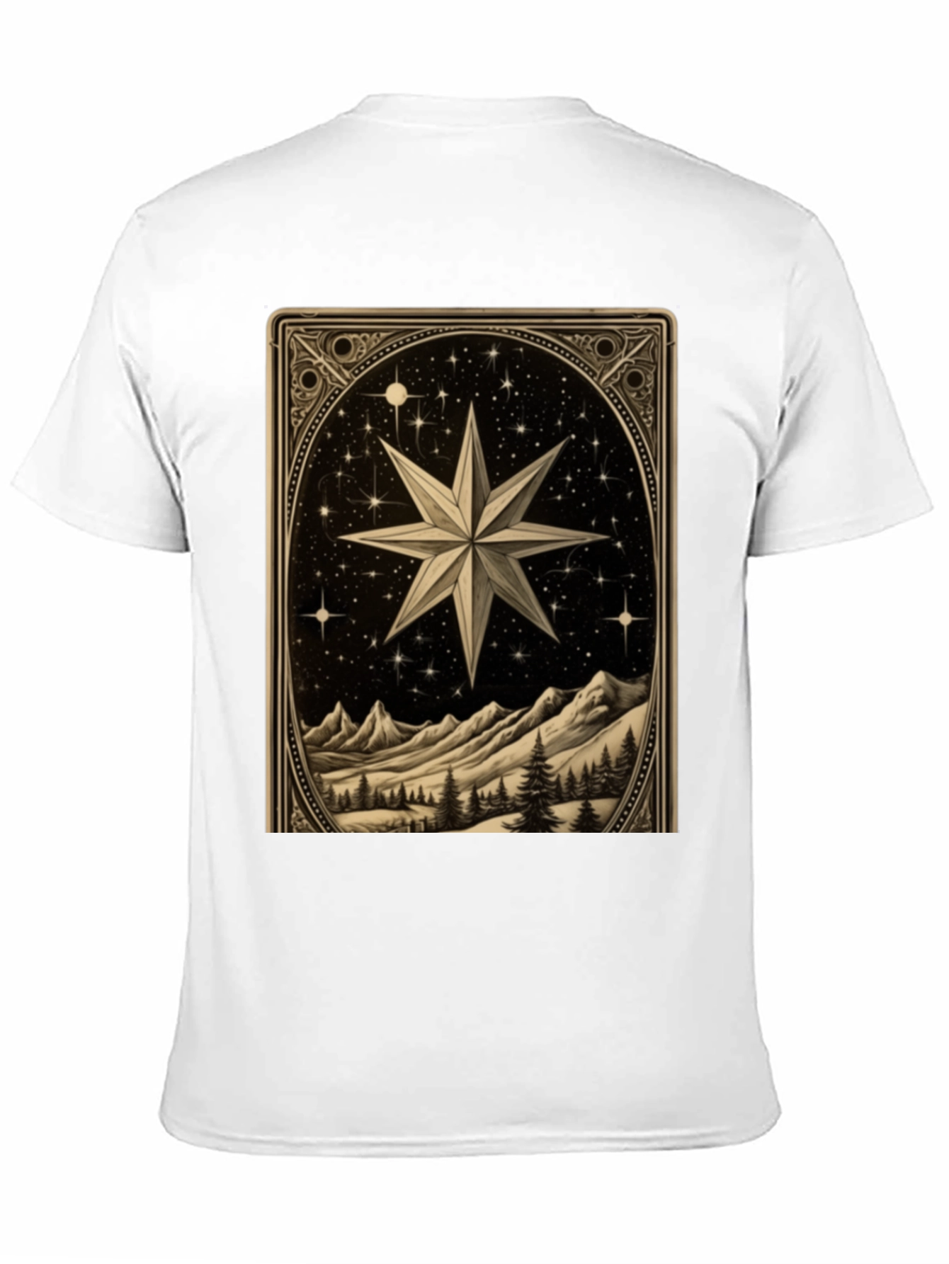 Celestial Star Mountain Scene Graphic Tee