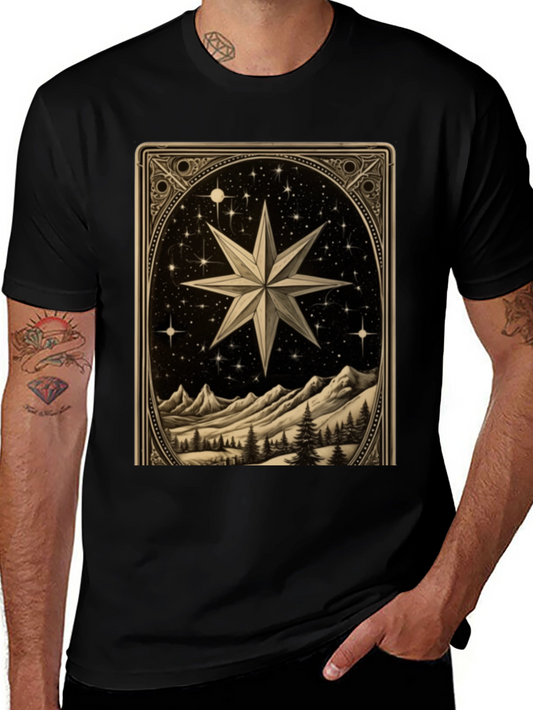 Celestial Star Mountain Scene Graphic Tee
