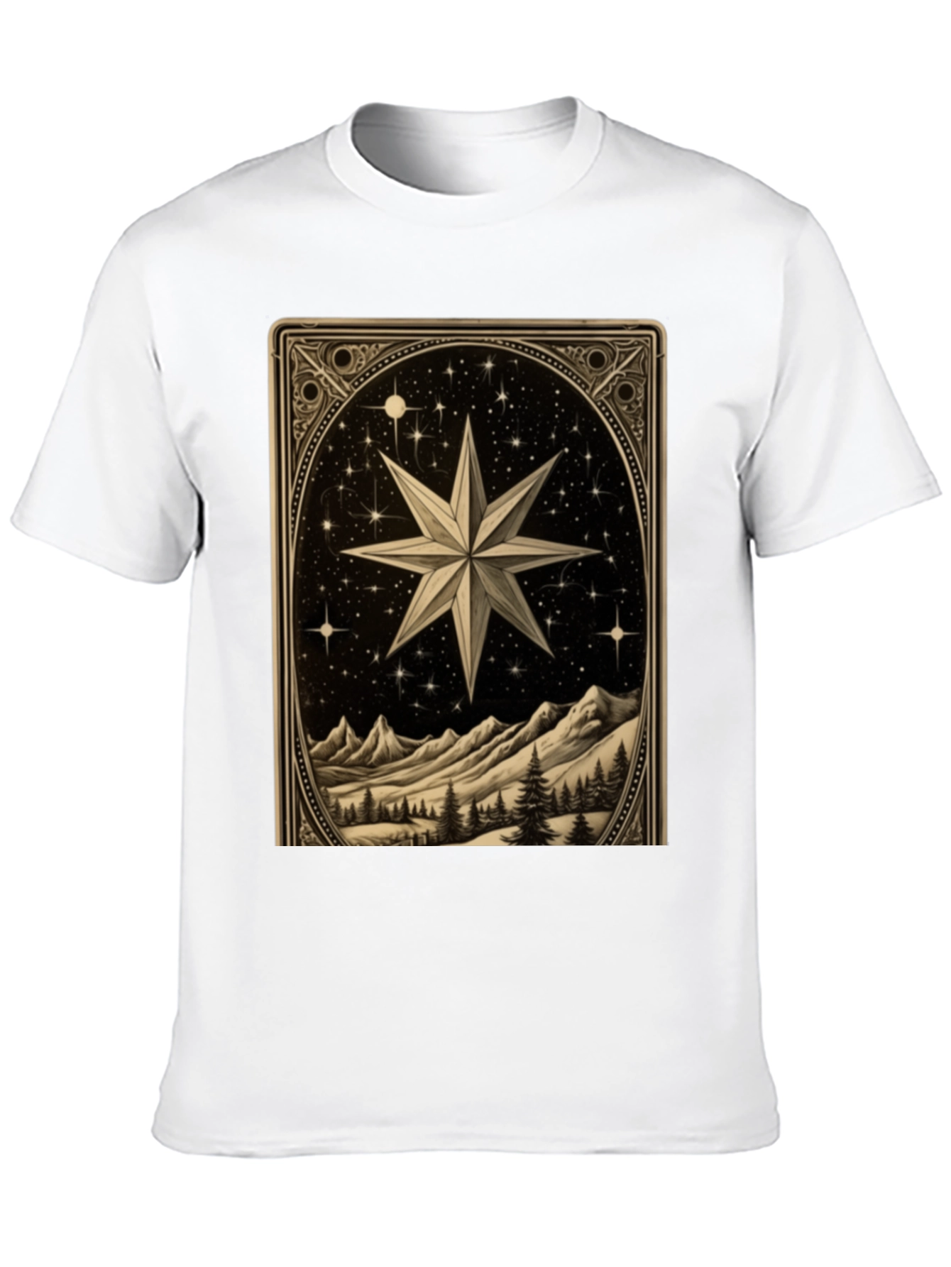 Celestial Star Mountain Scene Graphic Tee