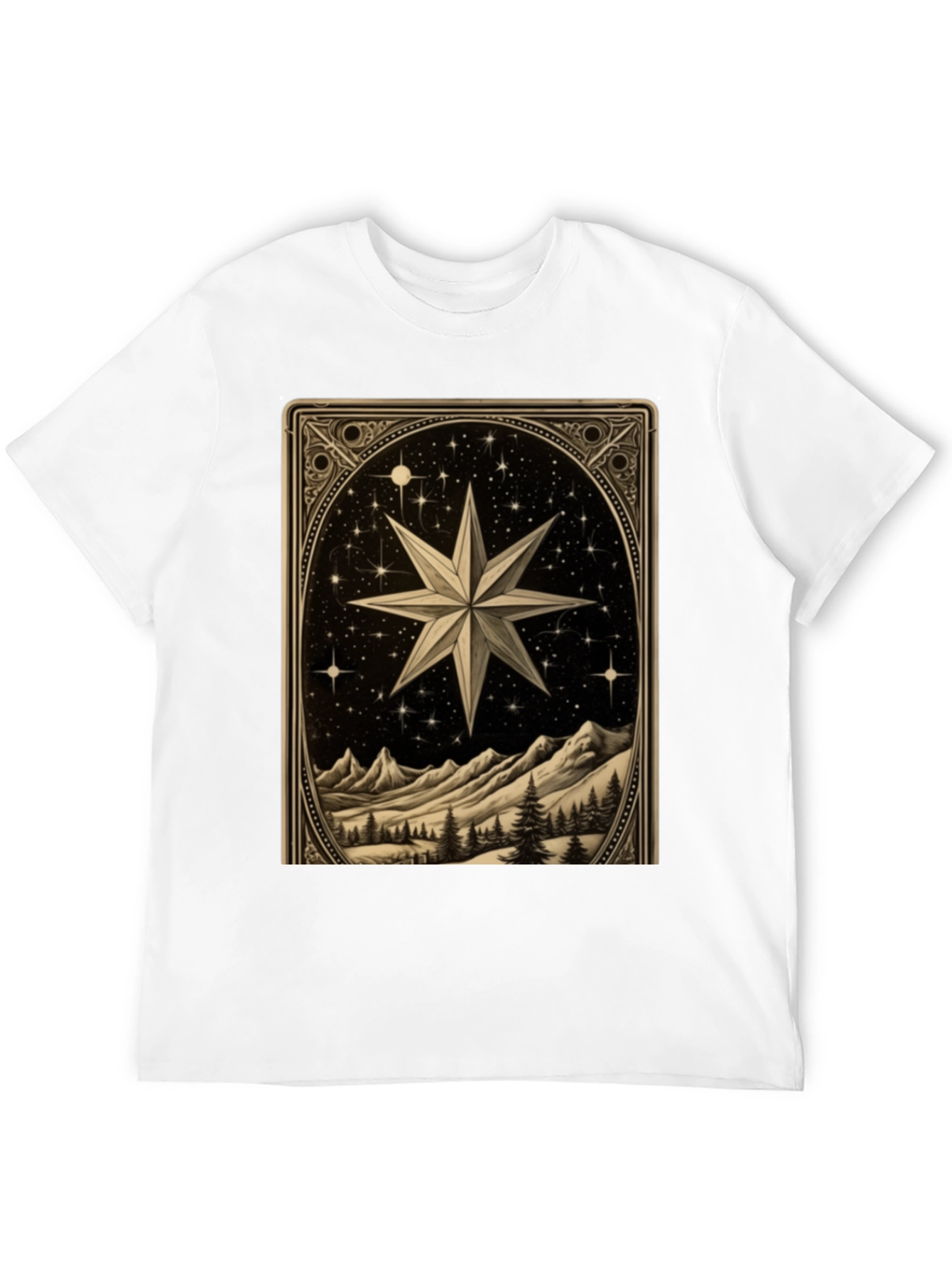 Celestial Star Mountain Scene Graphic Tee