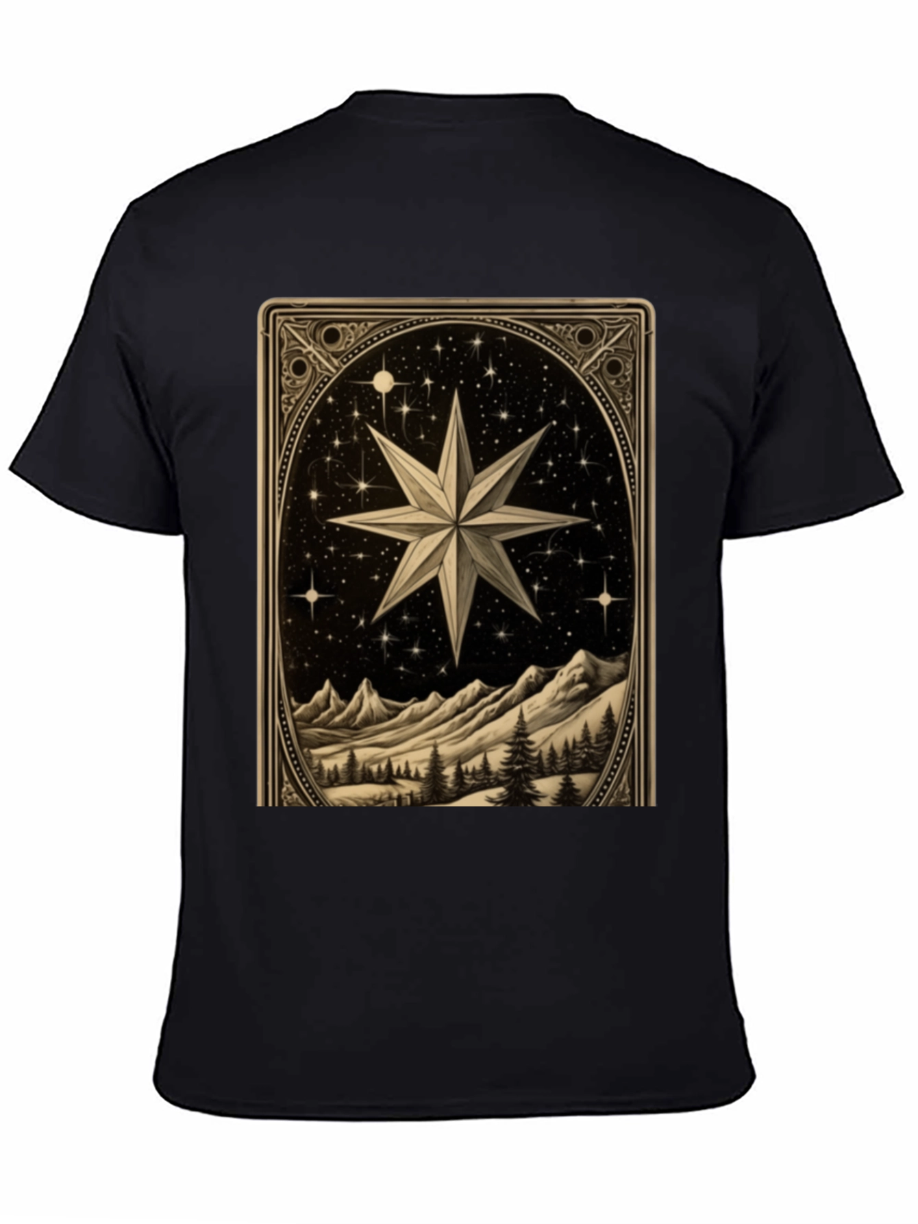 Celestial Star Mountain Scene Graphic Tee