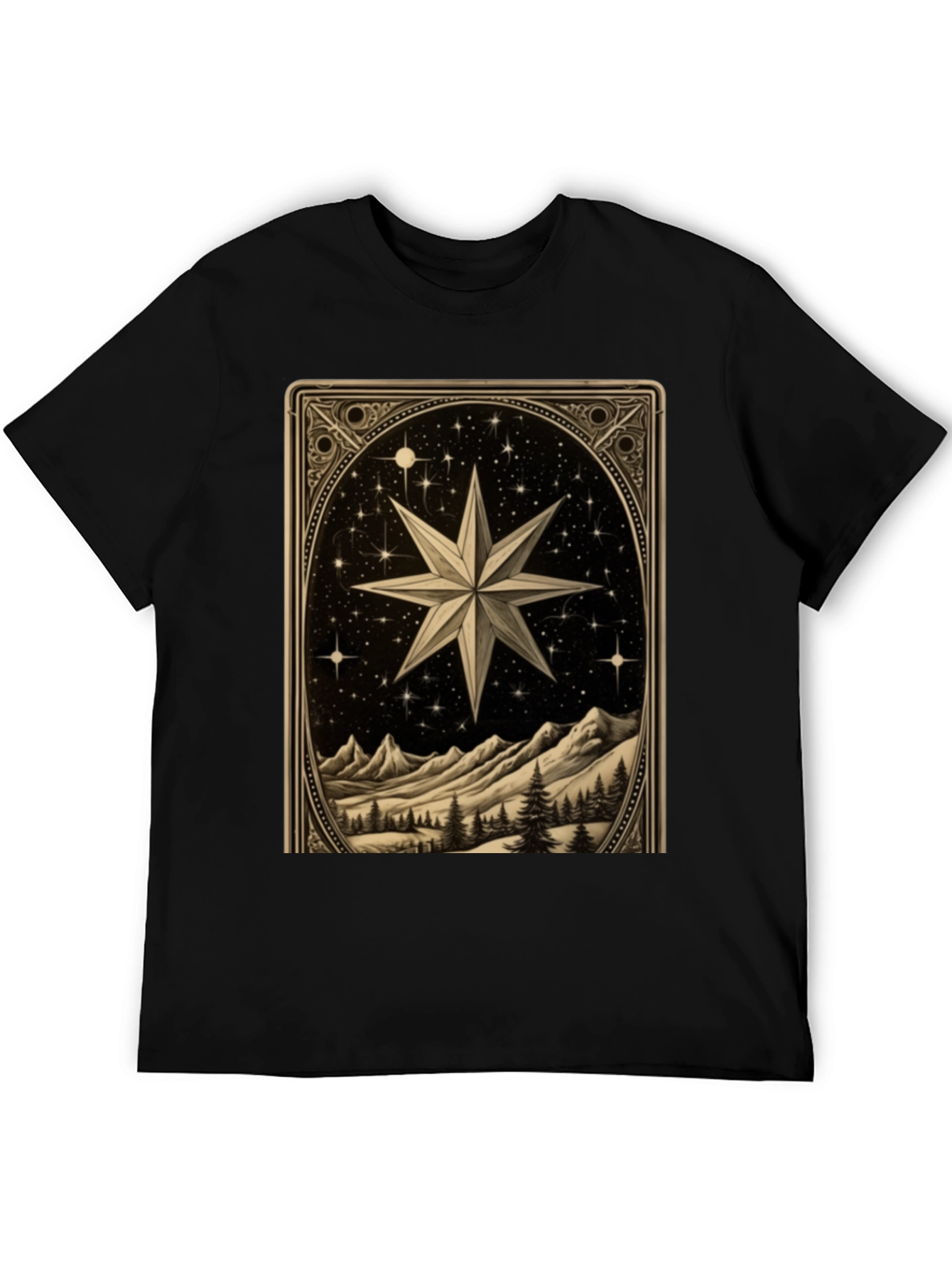 Celestial Star Mountain Scene Graphic Tee