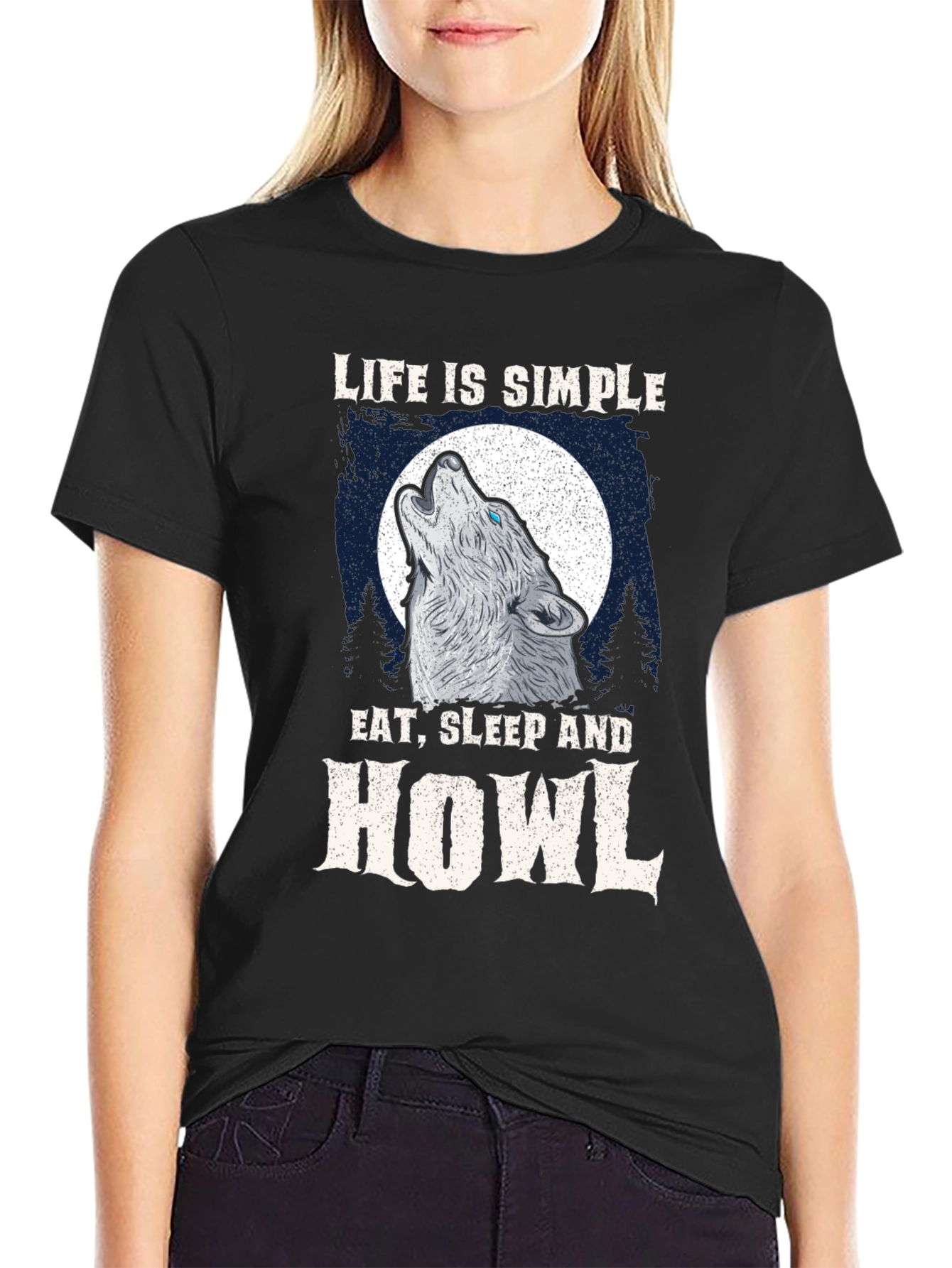 Life is Simple Wolf Howl Graphic Tee