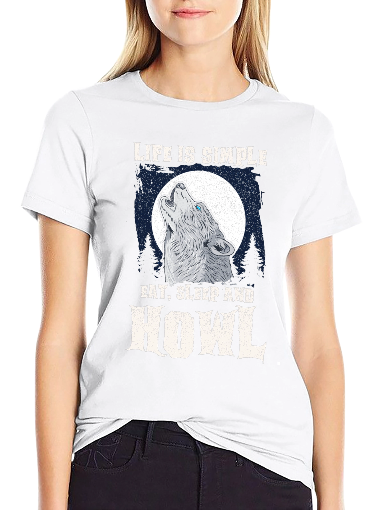 Life is Simple Wolf Howl Graphic Tee