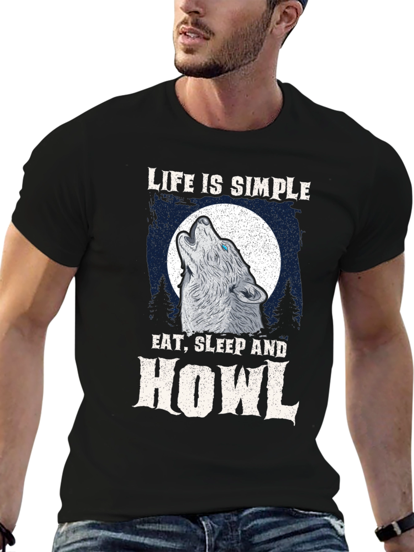 Life is Simple Wolf Howl Graphic Tee