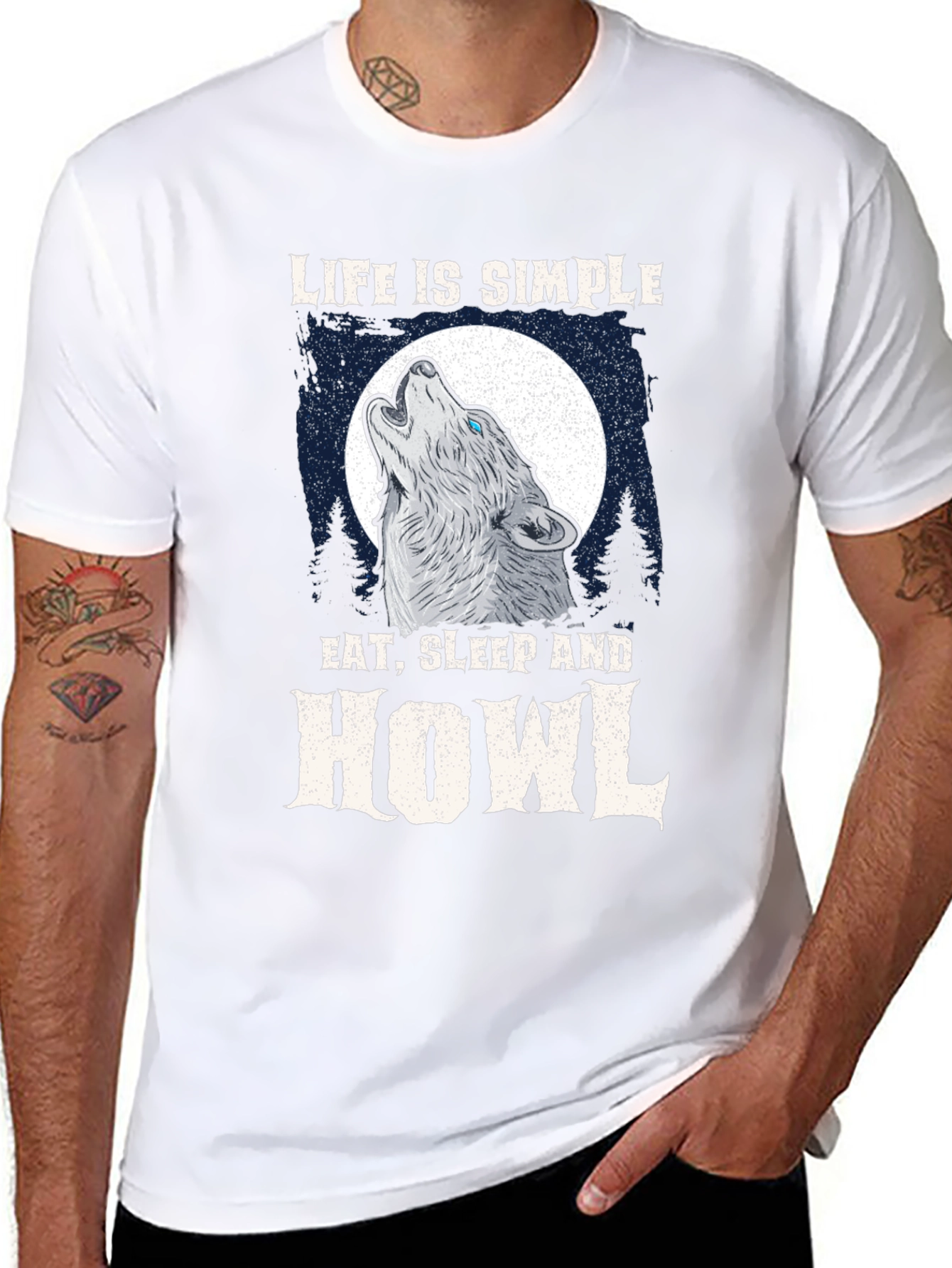 Life is Simple Wolf Howl Graphic Tee