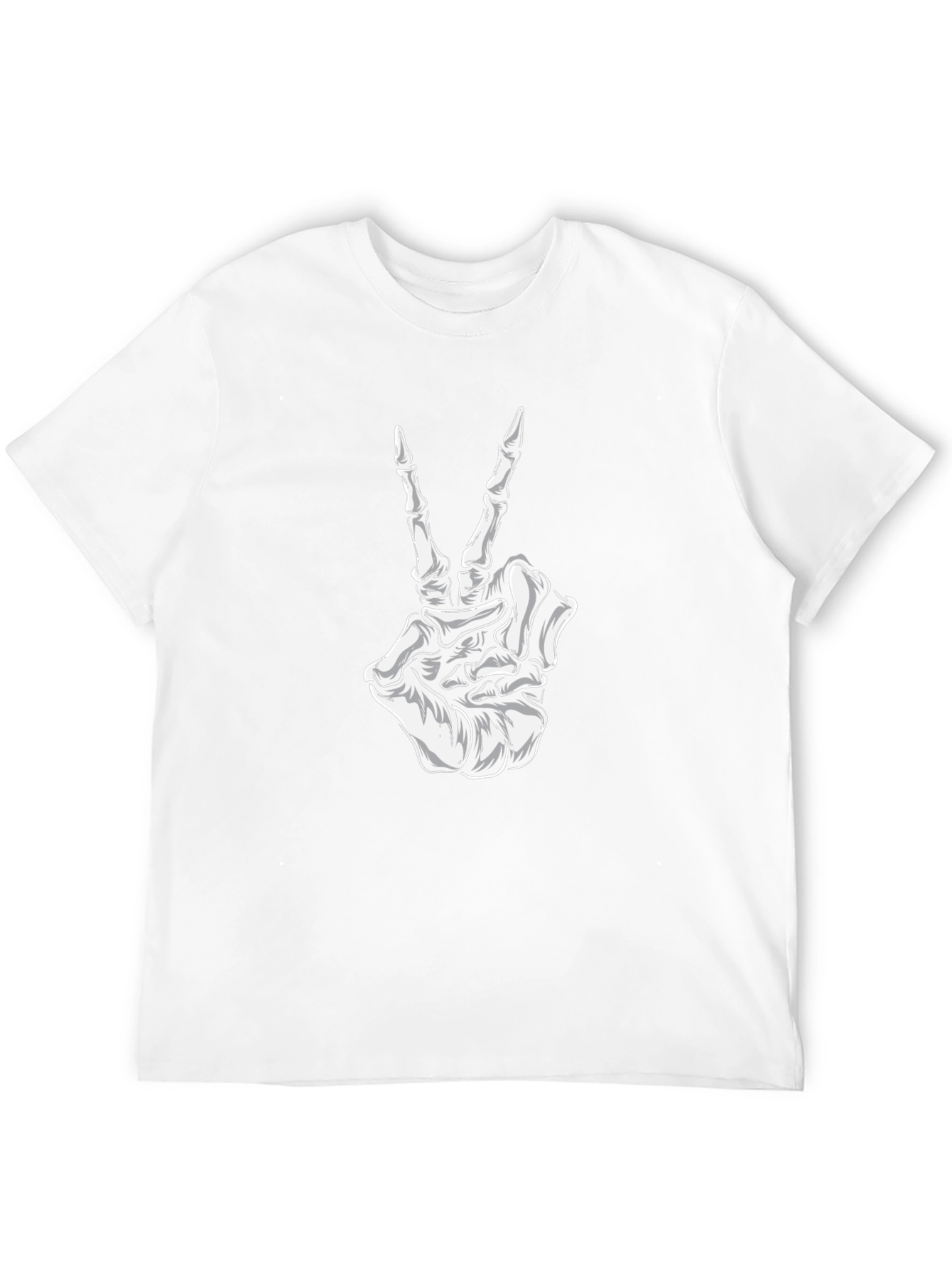 Skeleton Hand Peace Sign Black Graphic T-Shirt