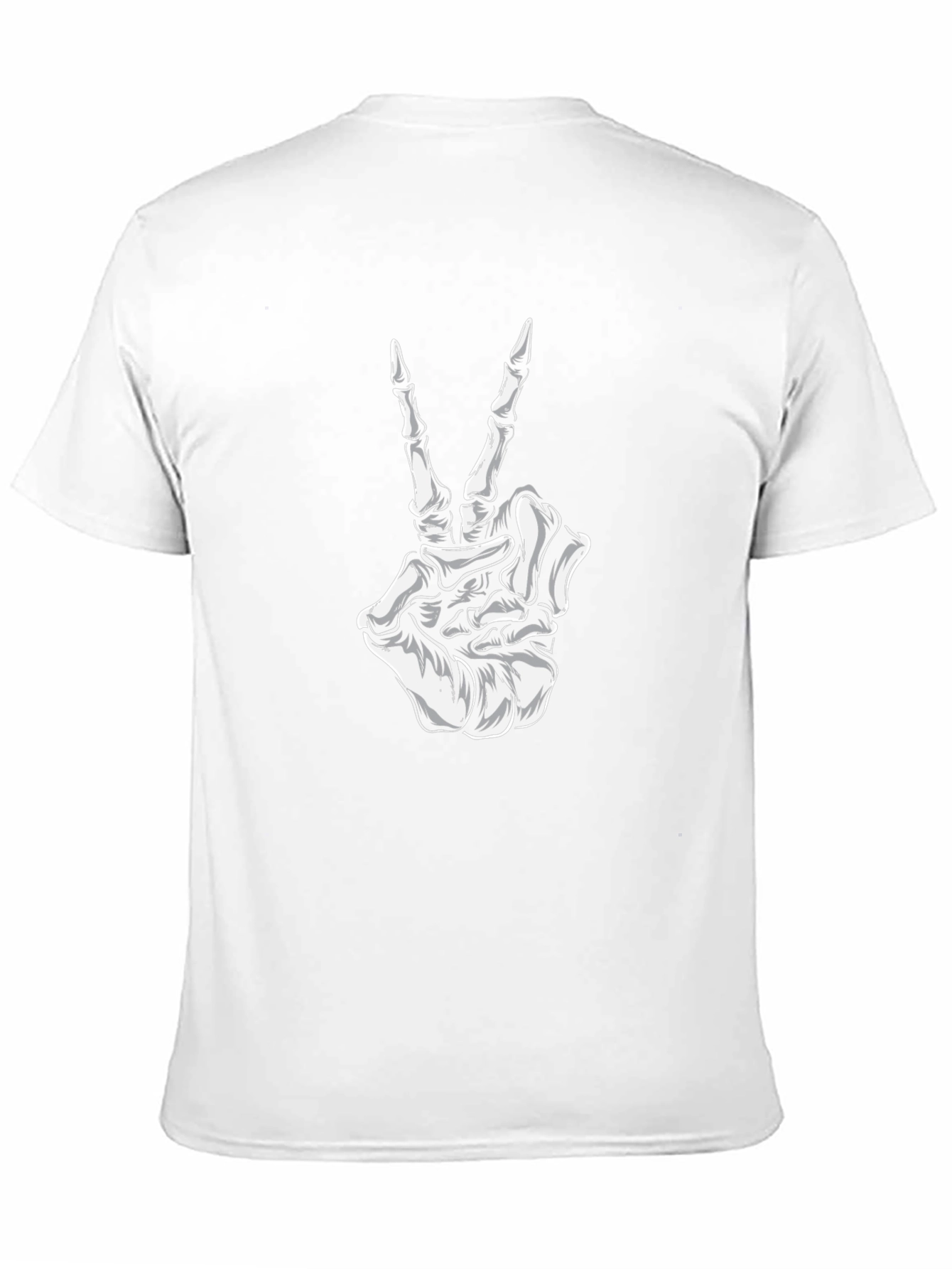 Skeleton Hand Peace Sign Black Graphic T-Shirt