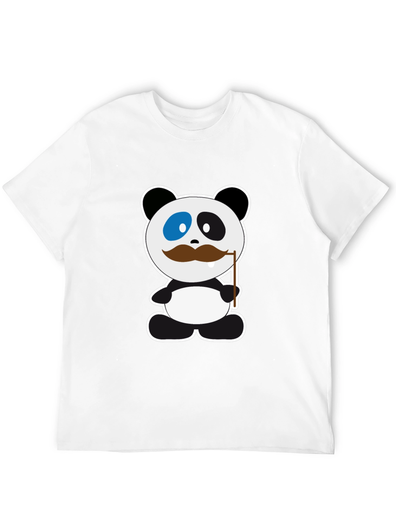 Funny Panda Mustache Black T-Shirt