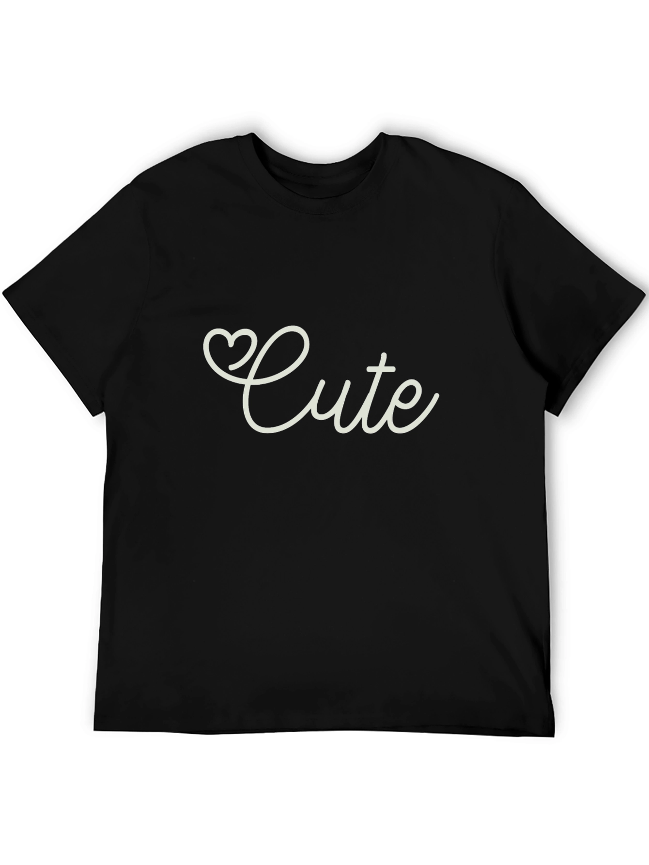 Cute Heart Script Black T-Shirt