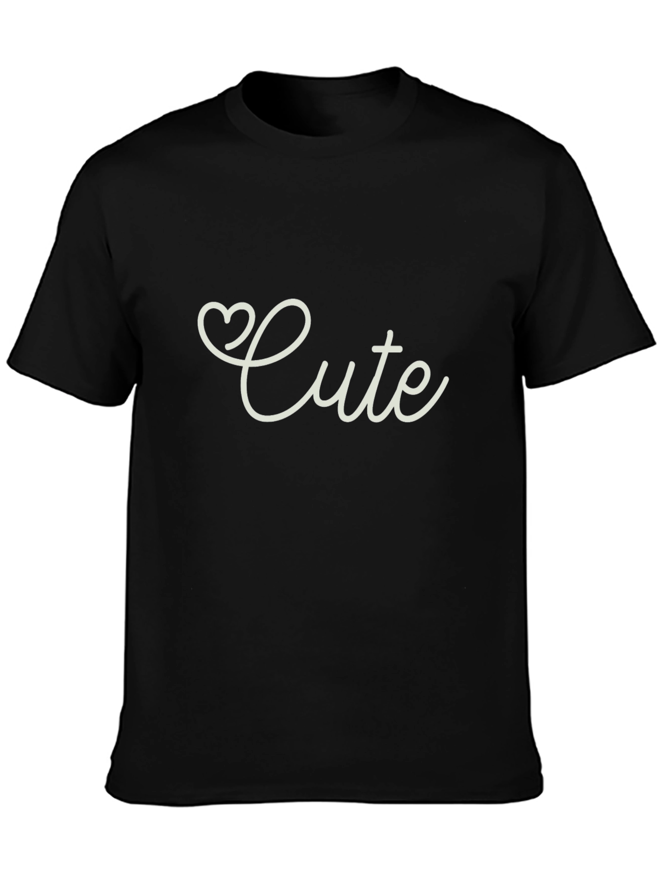 Cute Heart Script Black T-Shirt