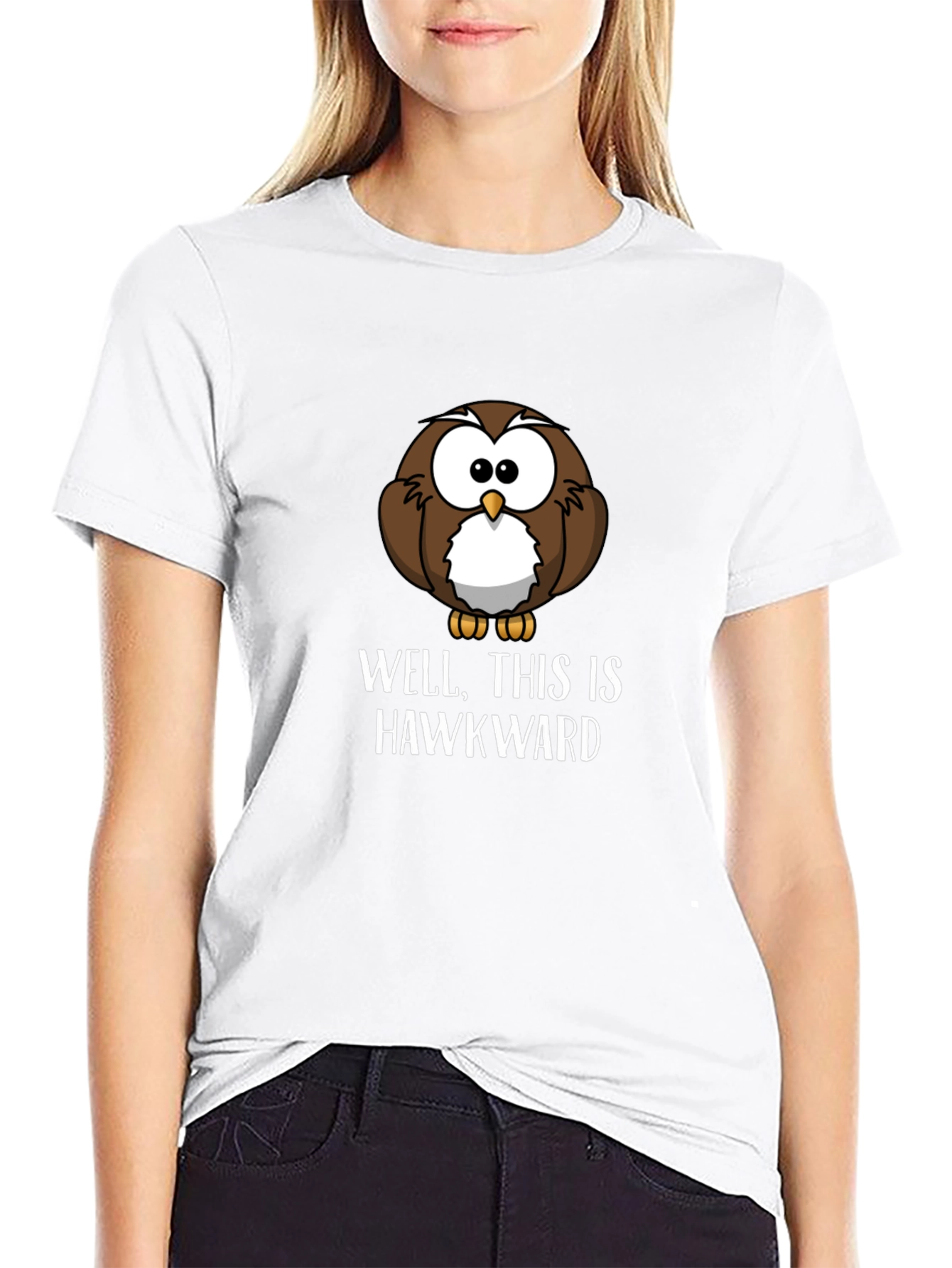 Funny Hawkward Owl Graphic T-Shirt