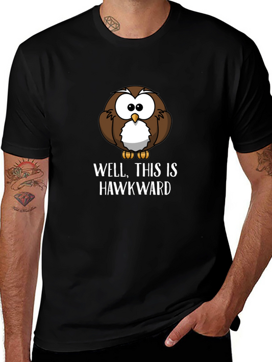 Funny Hawkward Owl Graphic T-Shirt