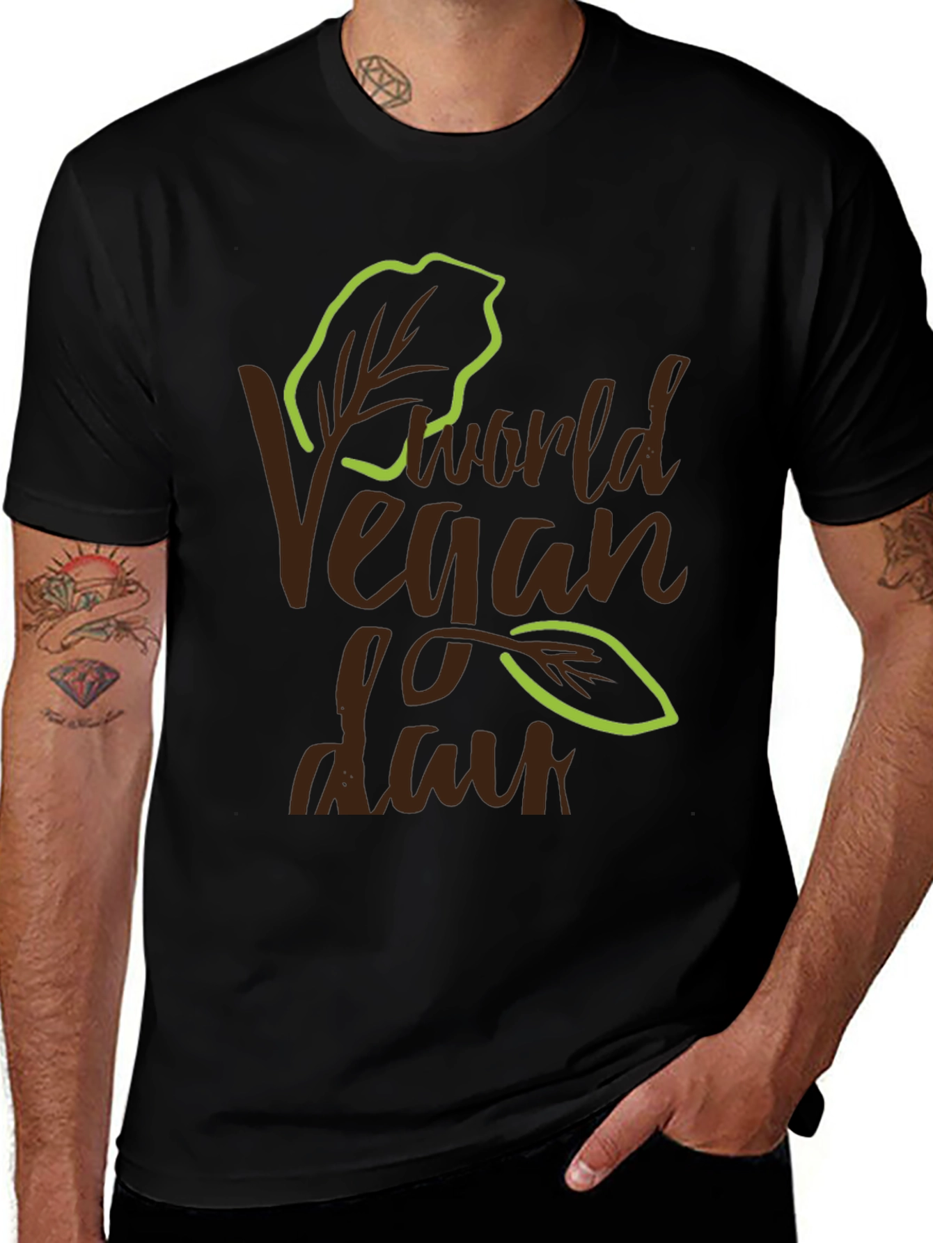 World Vegan Day T-Shirt Leaf Design