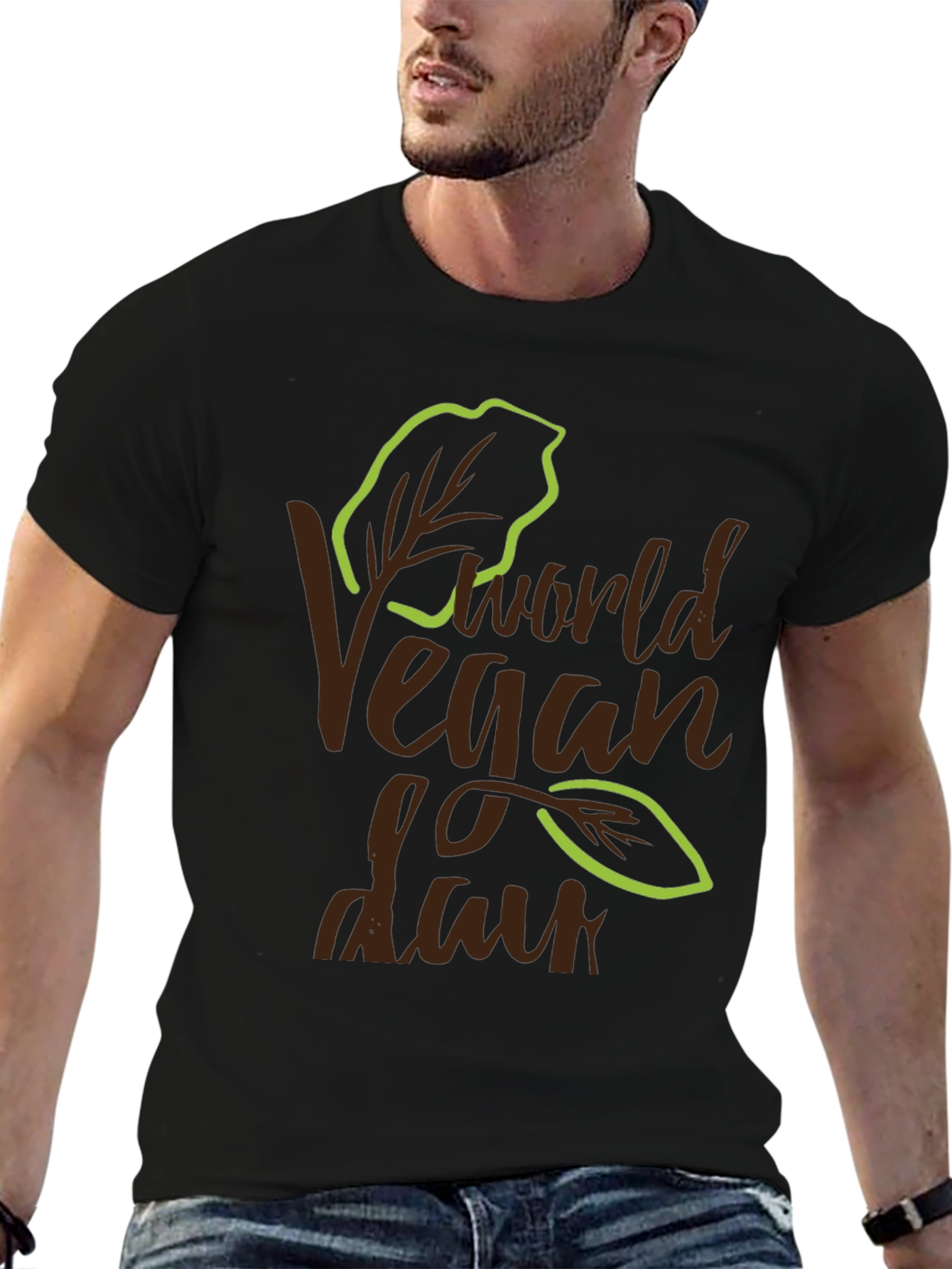 World Vegan Day T-Shirt Leaf Design