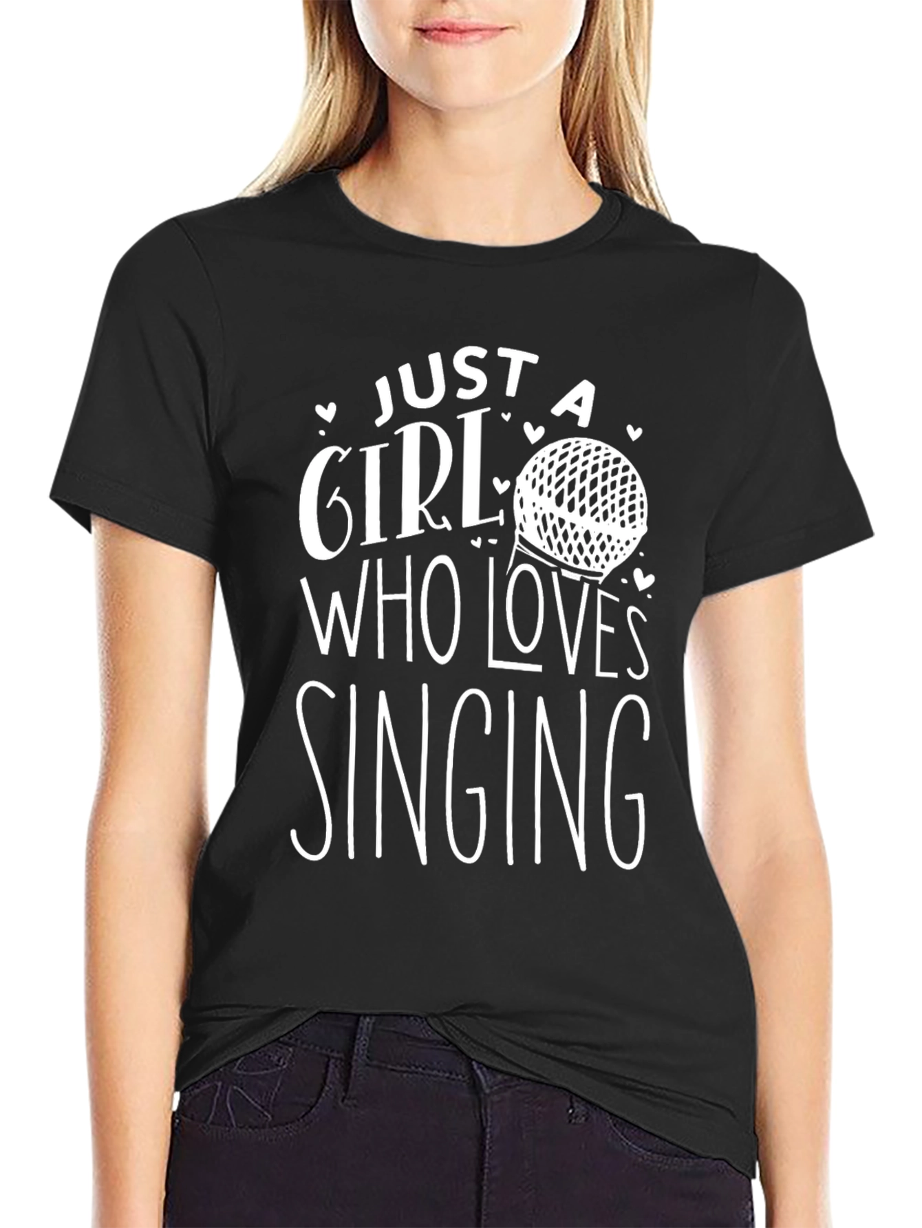 Just a Girl Who Loves Singing Black T-Shirt
