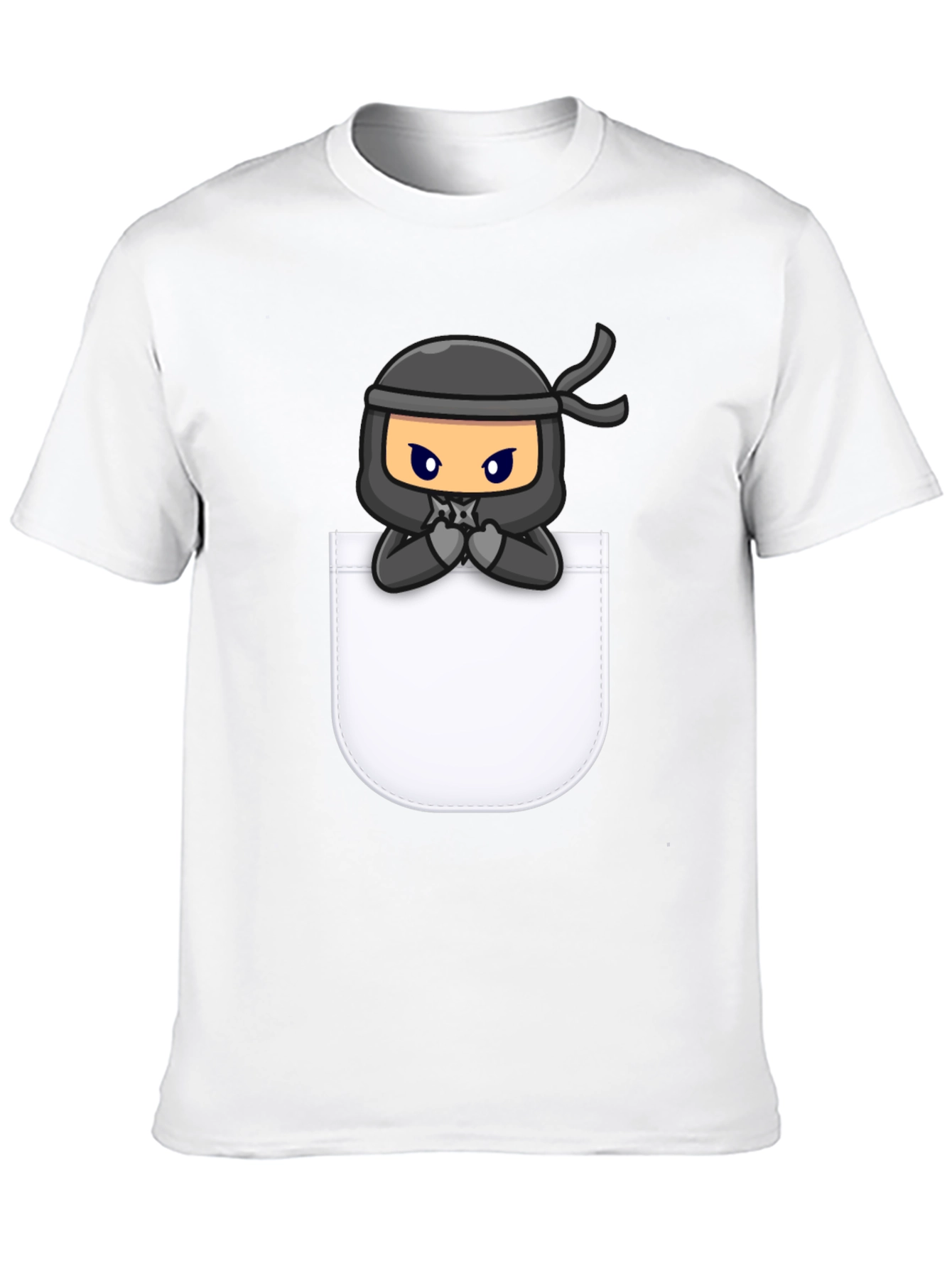 Ninja in Pocket Graphic Tee - Cool Cartoon T-Shirt