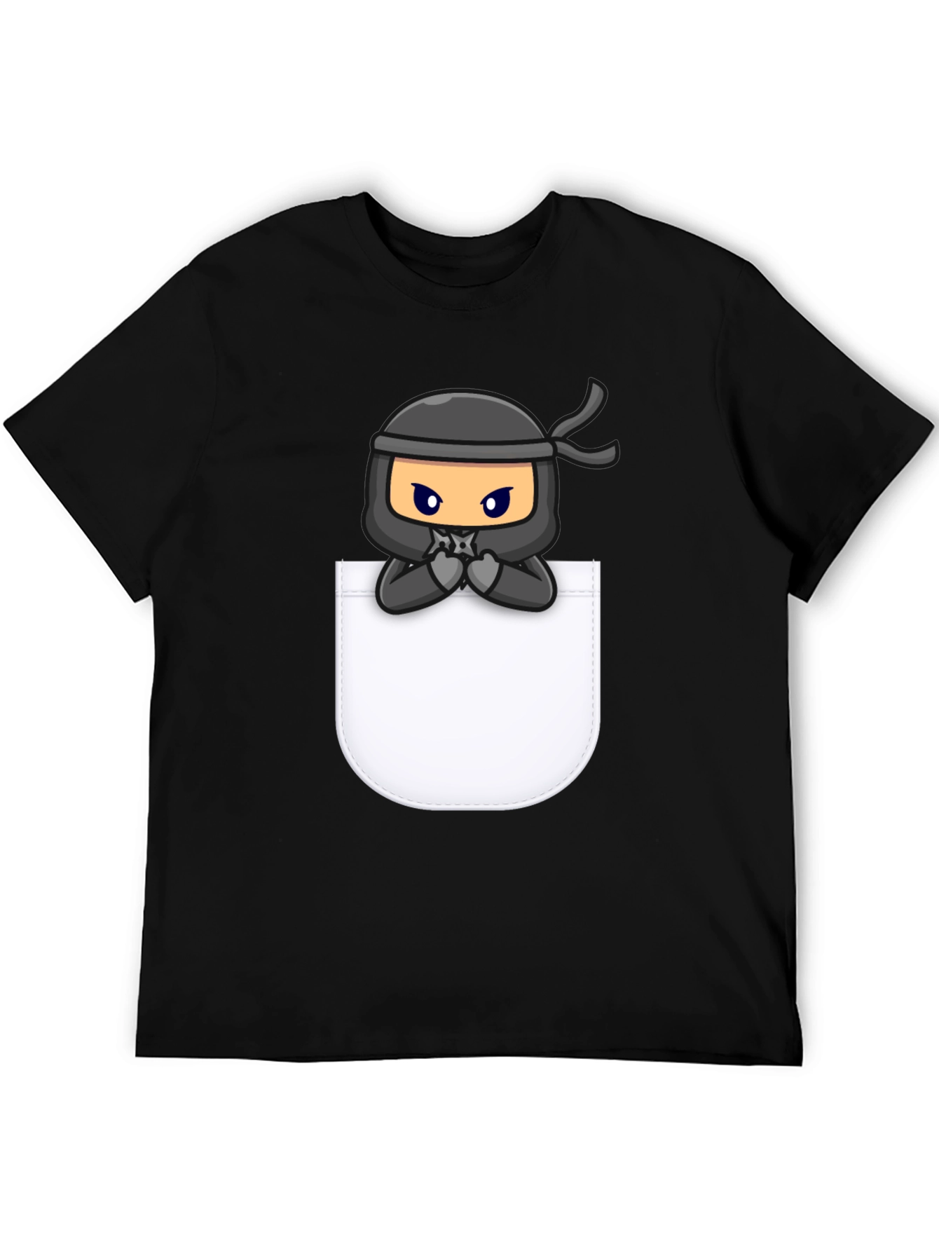 Ninja in Pocket Graphic Tee - Cool Cartoon T-Shirt