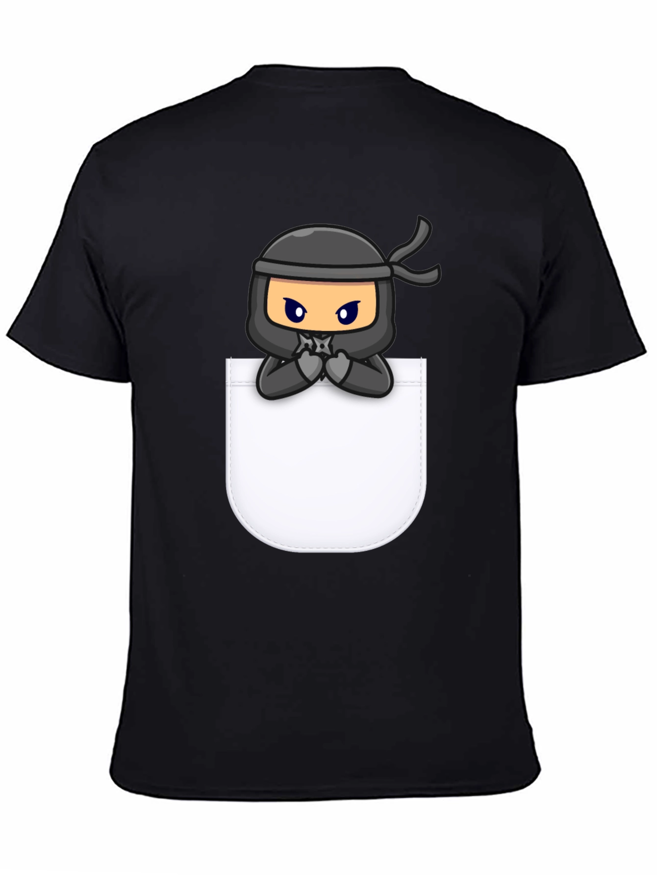 Ninja in Pocket Graphic Tee - Cool Cartoon T-Shirt