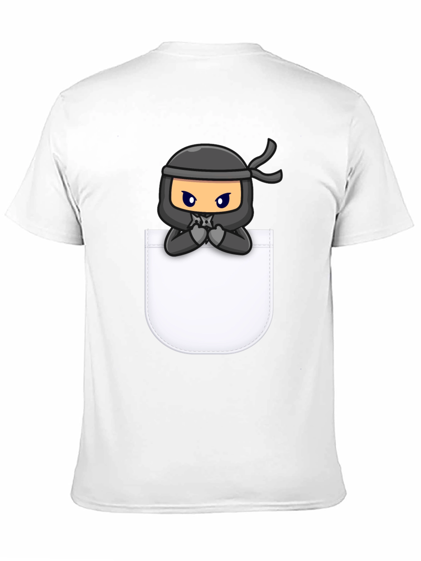 Ninja in Pocket Graphic Tee - Cool Cartoon T-Shirt