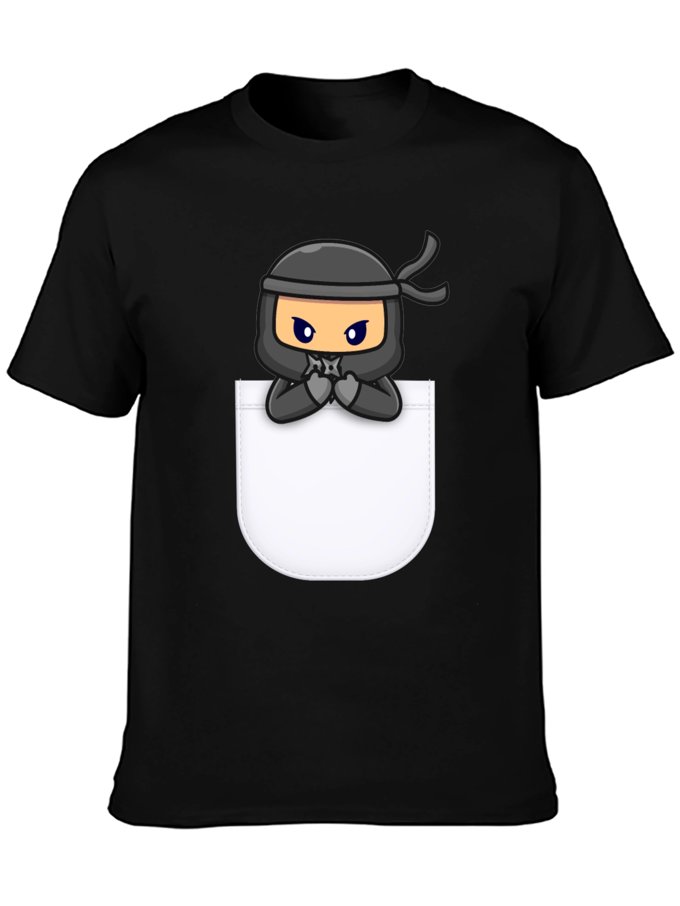 Ninja in Pocket Graphic Tee - Cool Cartoon T-Shirt