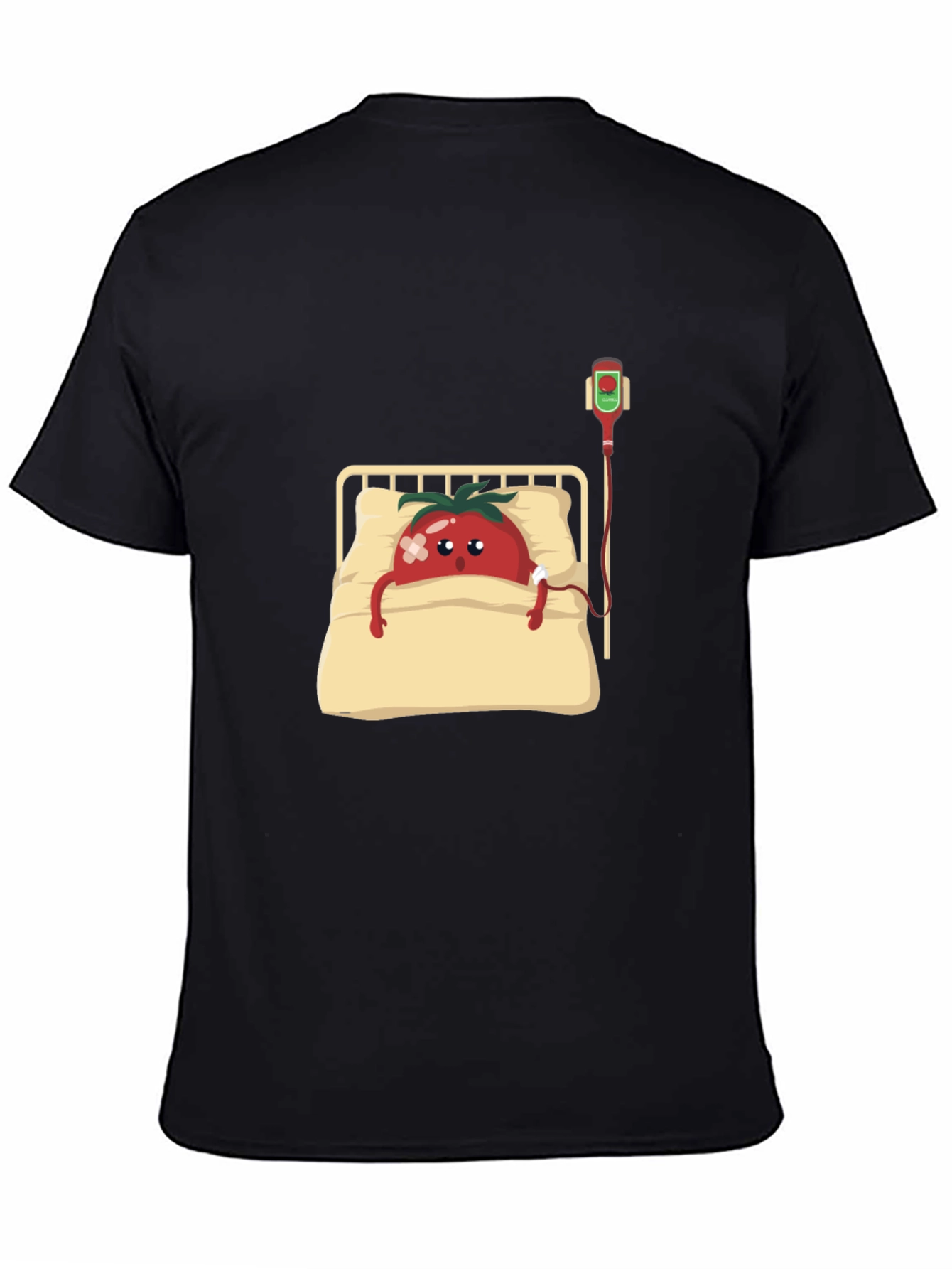 Funny Tomato Illness Graphic Tee - Black Cotton Shirt