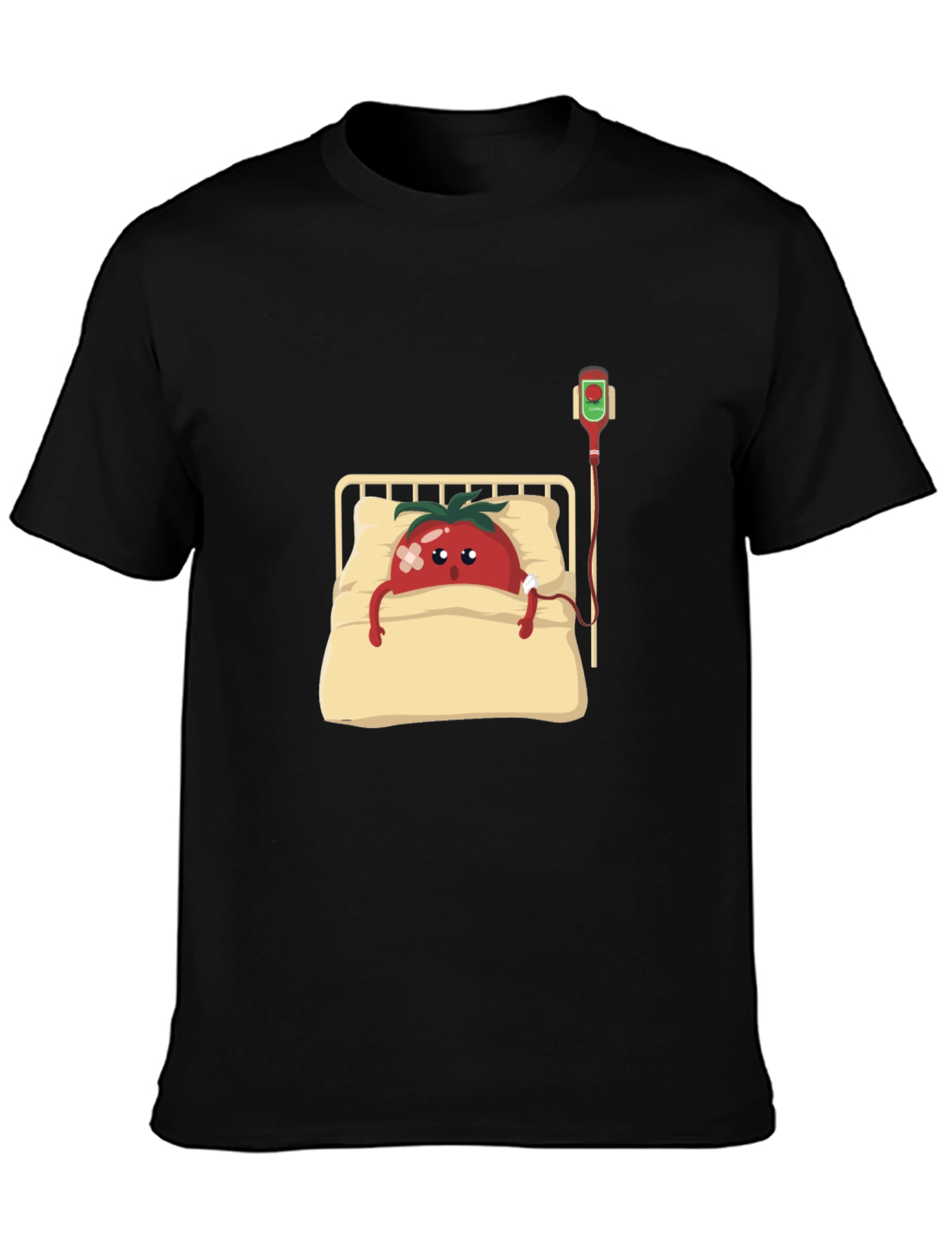 Funny Tomato Illness Graphic Tee - Black Cotton Shirt