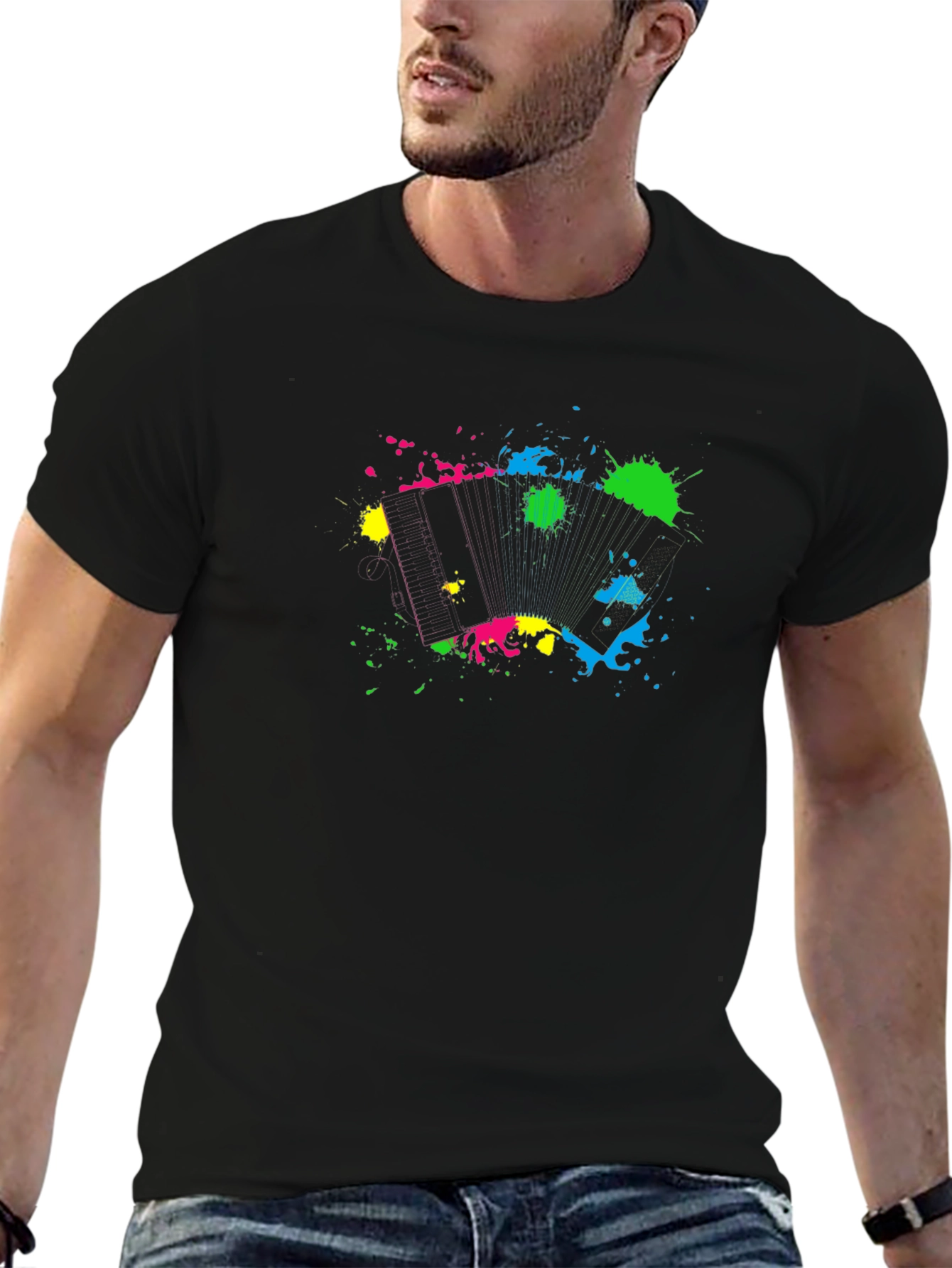 Abstract Splatter Graphic Black T-Shirt