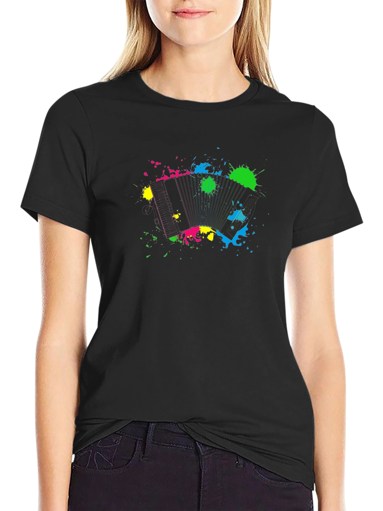 Abstract Splatter Graphic Black T-Shirt
