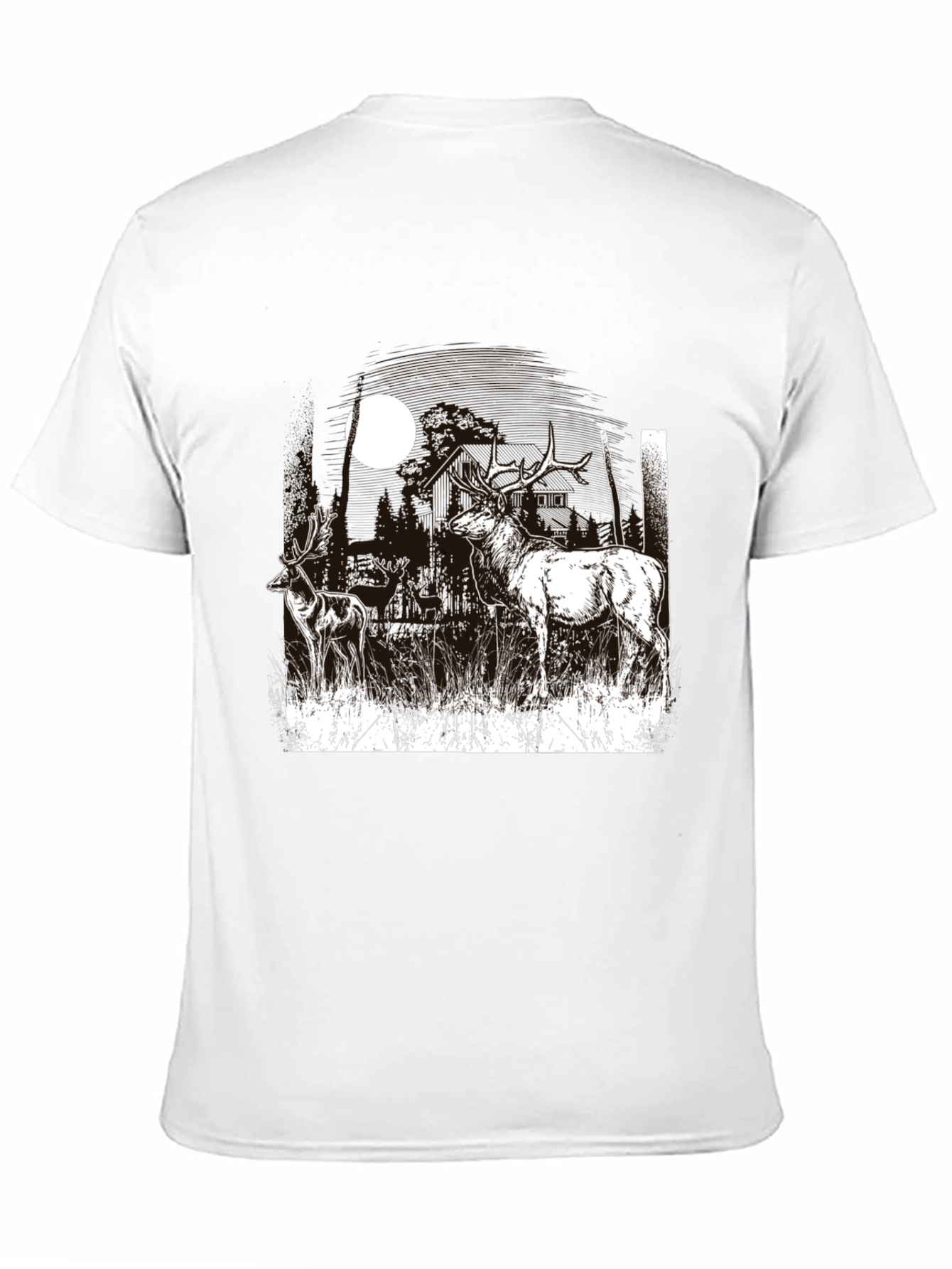 Deer Moon Graphic T-Shirt - Black