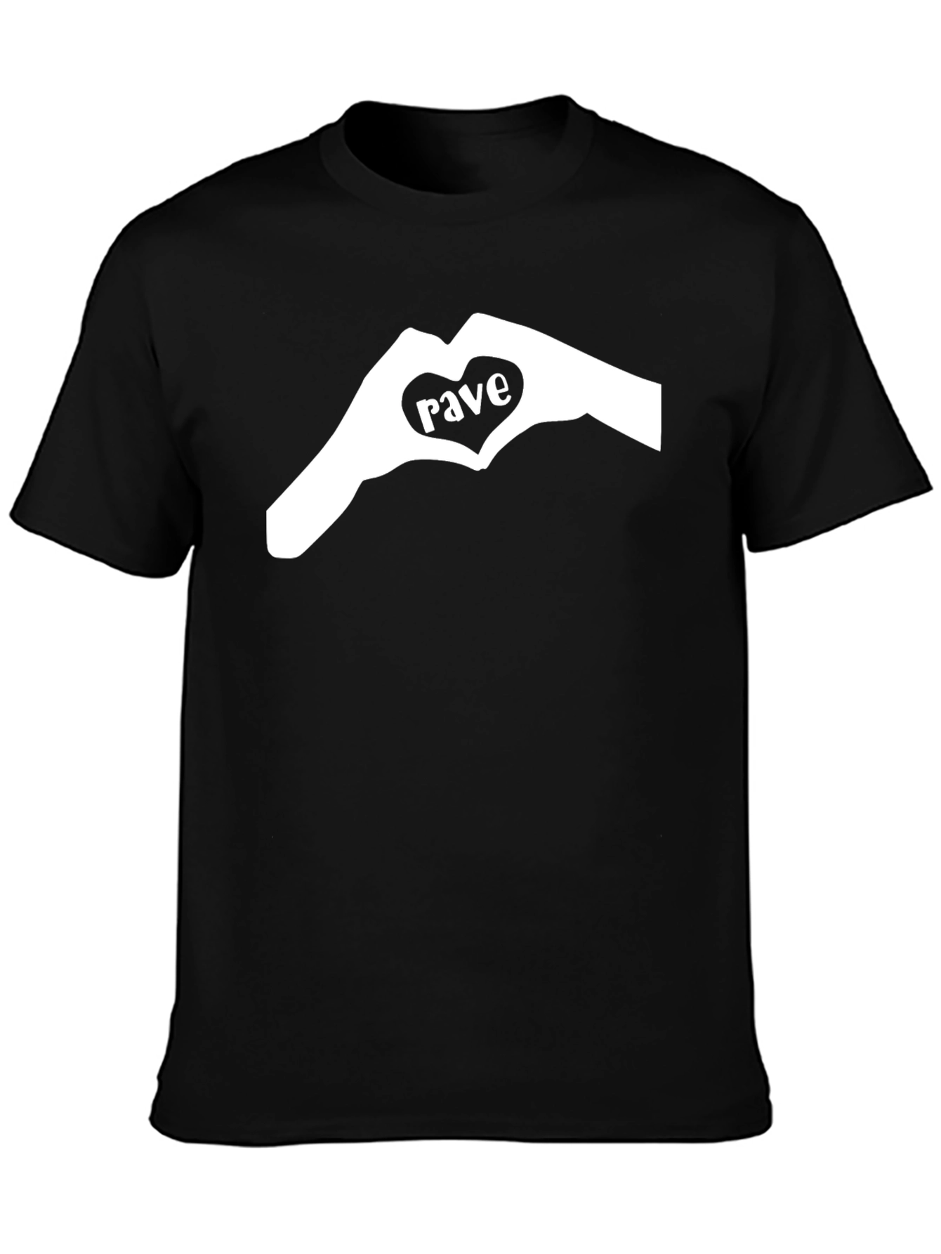Rave Heart Hands Graphic Tee - Black Cotton T-Shirt