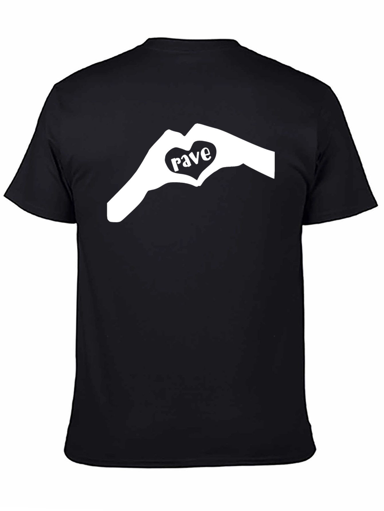 Rave Heart Hands Graphic Tee - Black Cotton T-Shirt