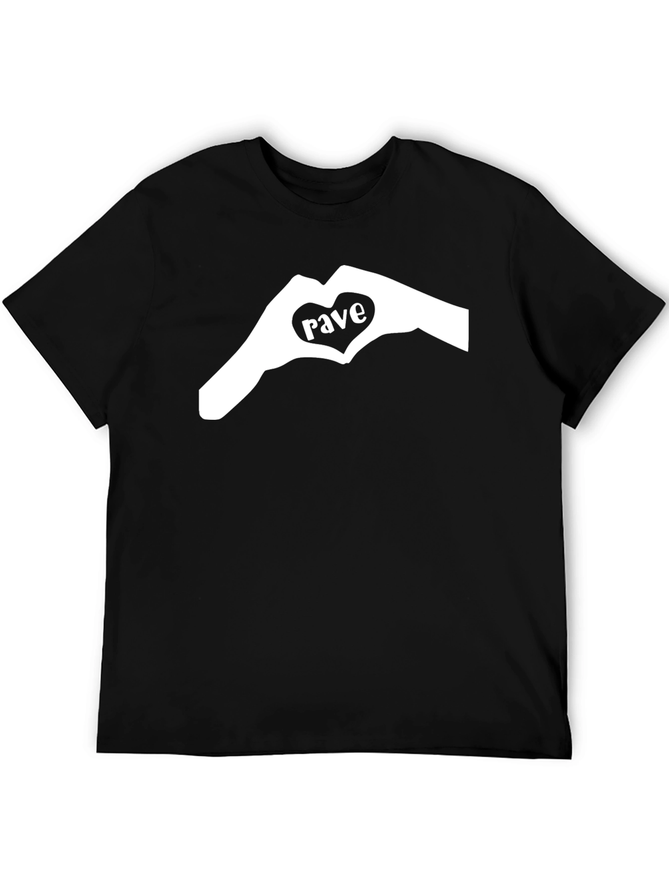 Rave Heart Hands Graphic Tee - Black Cotton T-Shirt