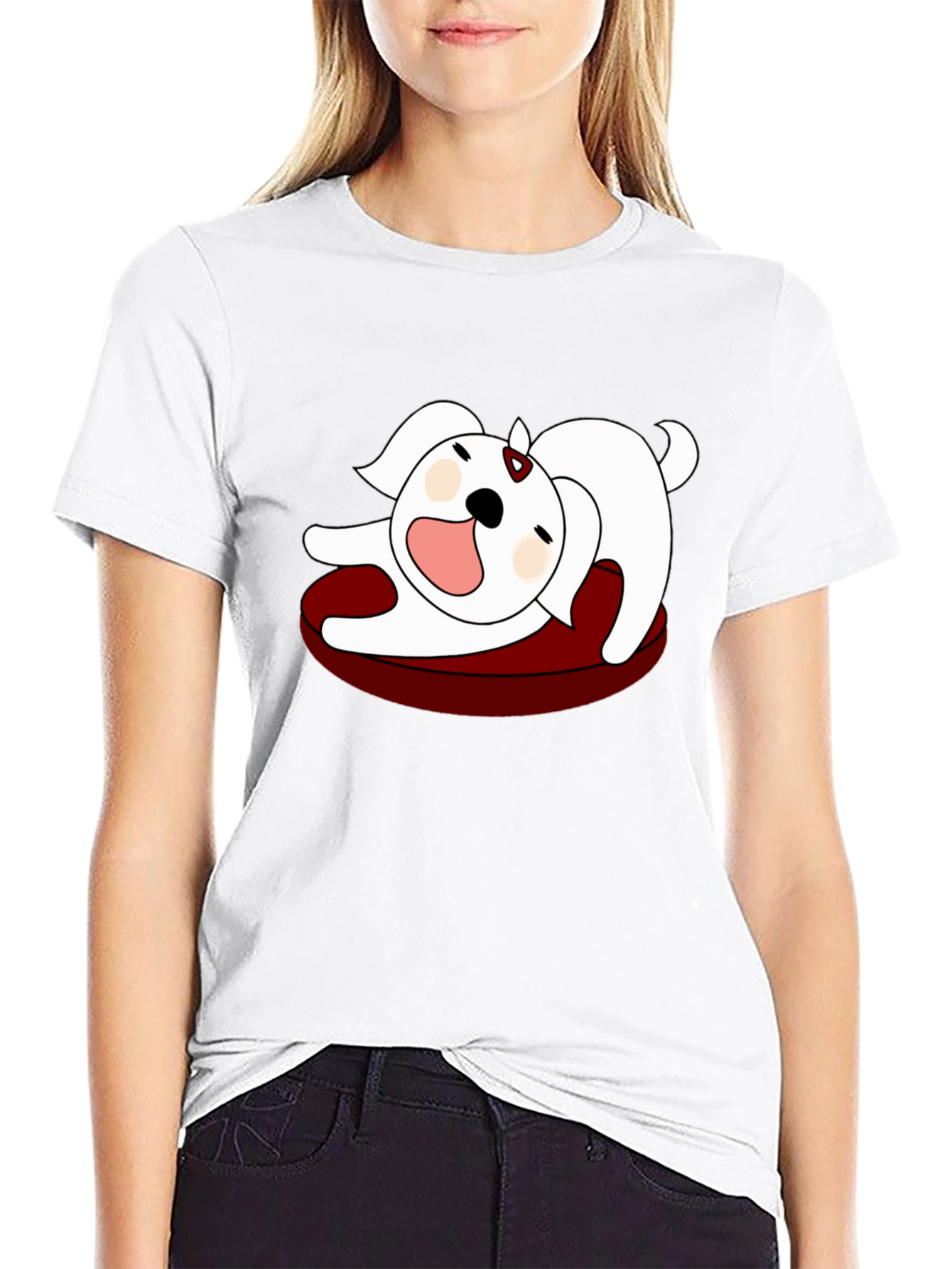 Cartoon Dog Graphic Tee - Relaxed Fit