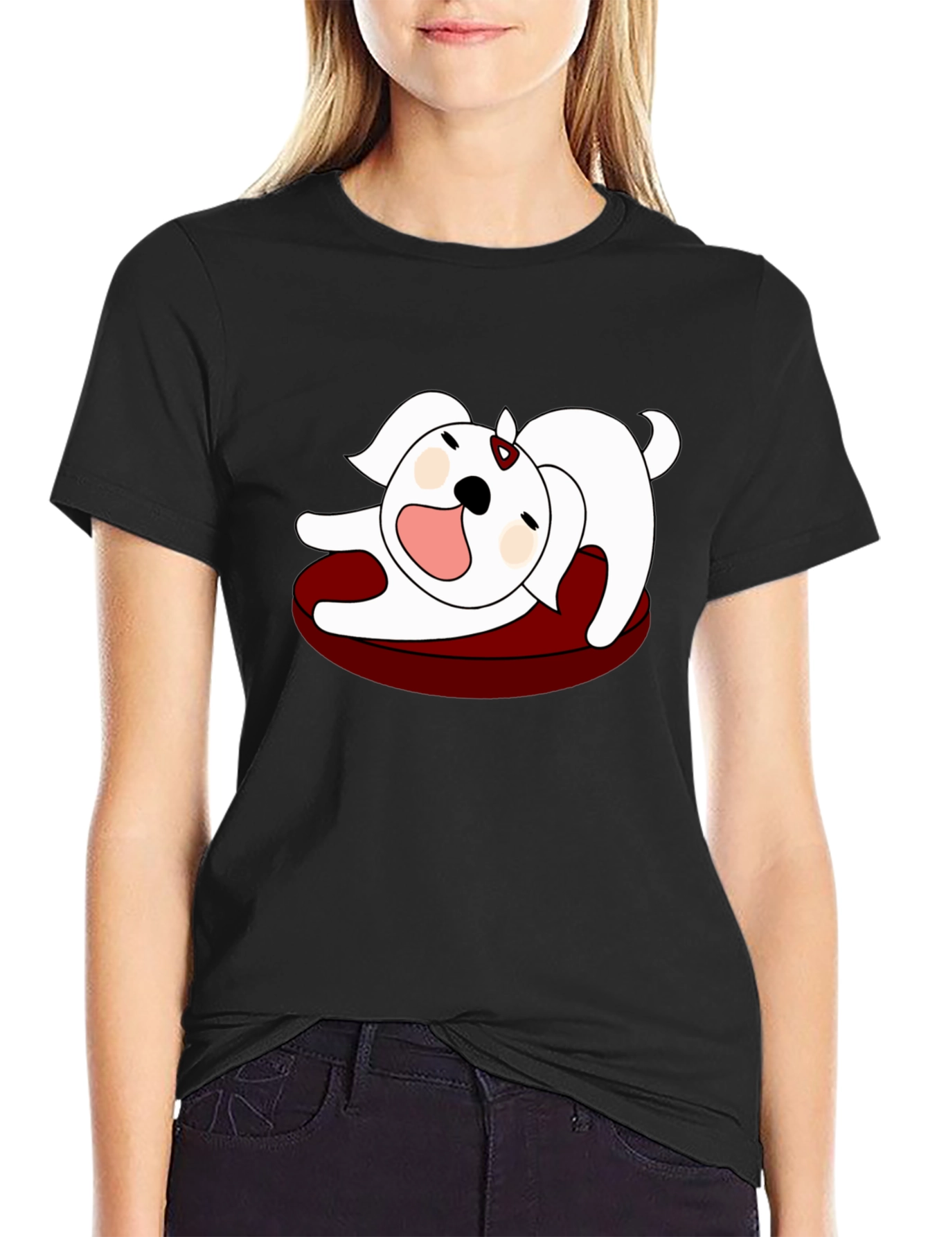 Cartoon Dog Graphic Tee - Relaxed Fit