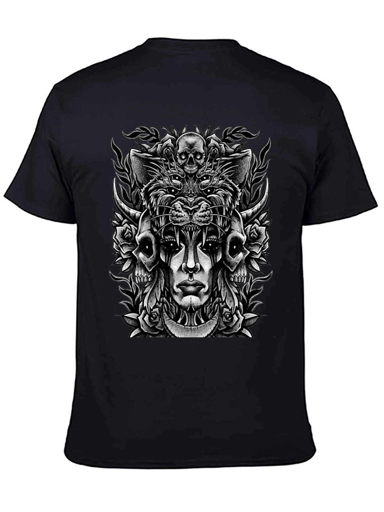 Skull & Roses Graphic Print T-Shirt