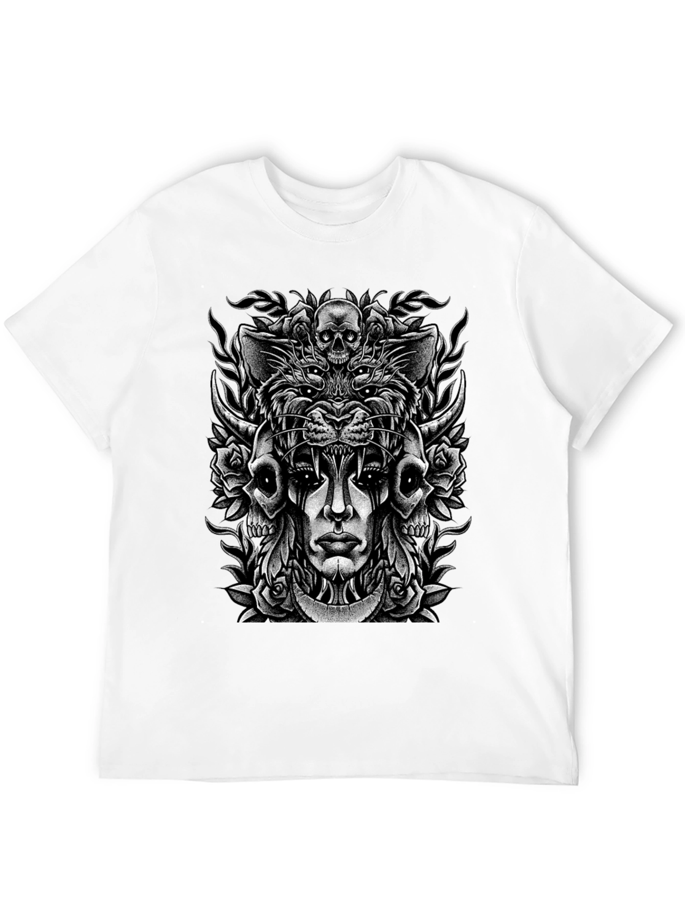 Skull & Roses Graphic Print T-Shirt
