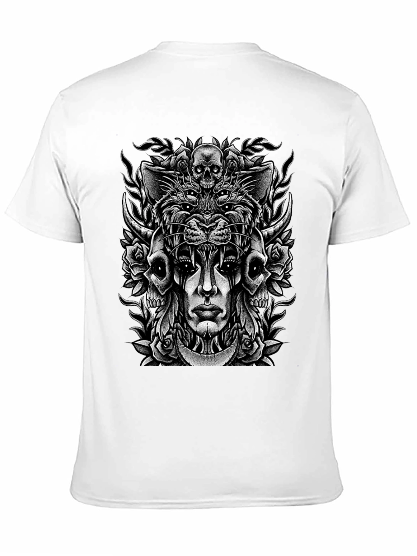 Skull & Roses Graphic Print T-Shirt
