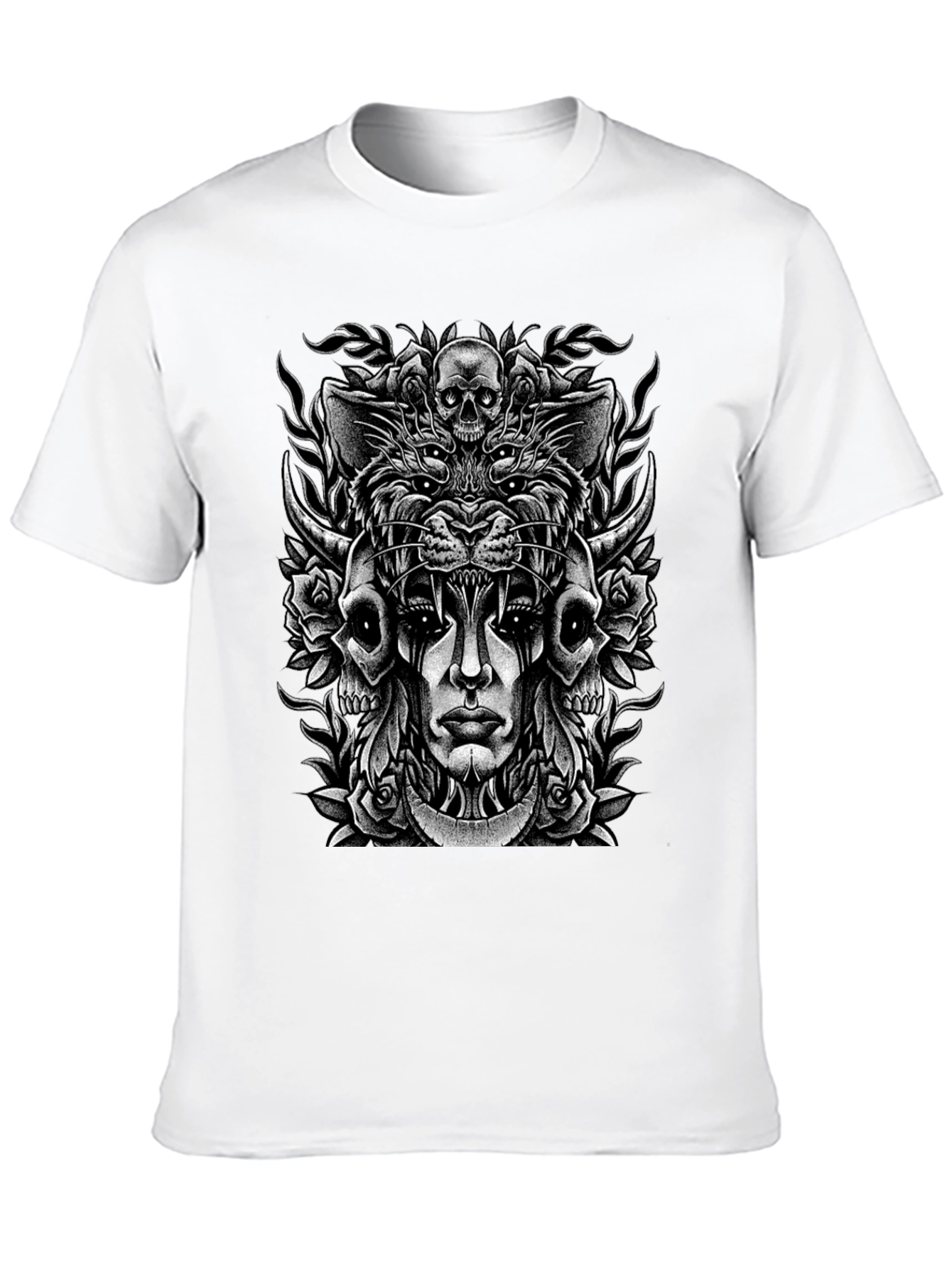 Skull & Roses Graphic Print T-Shirt