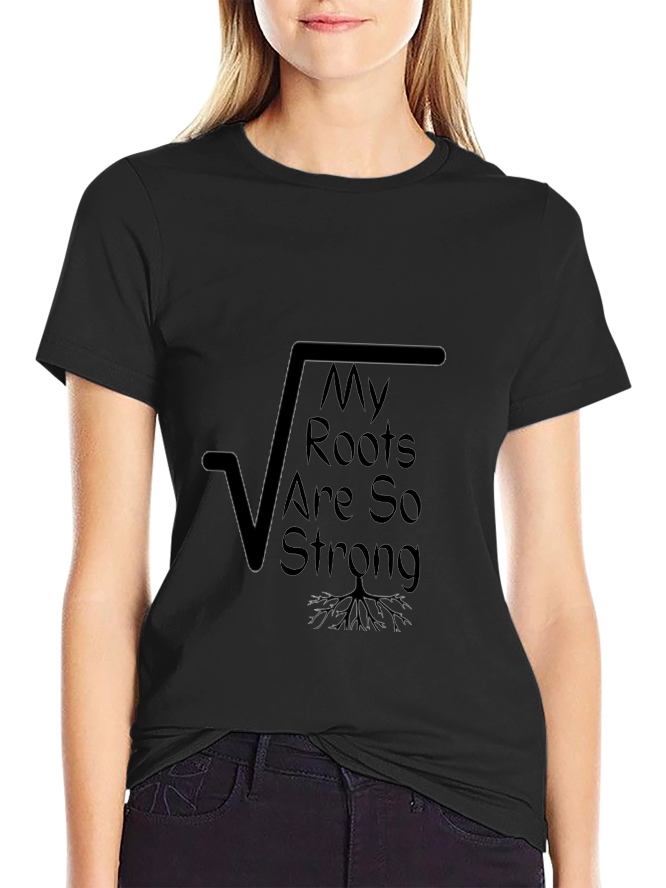 Strong Roots Graphic Tee - Black Cotton Shirt