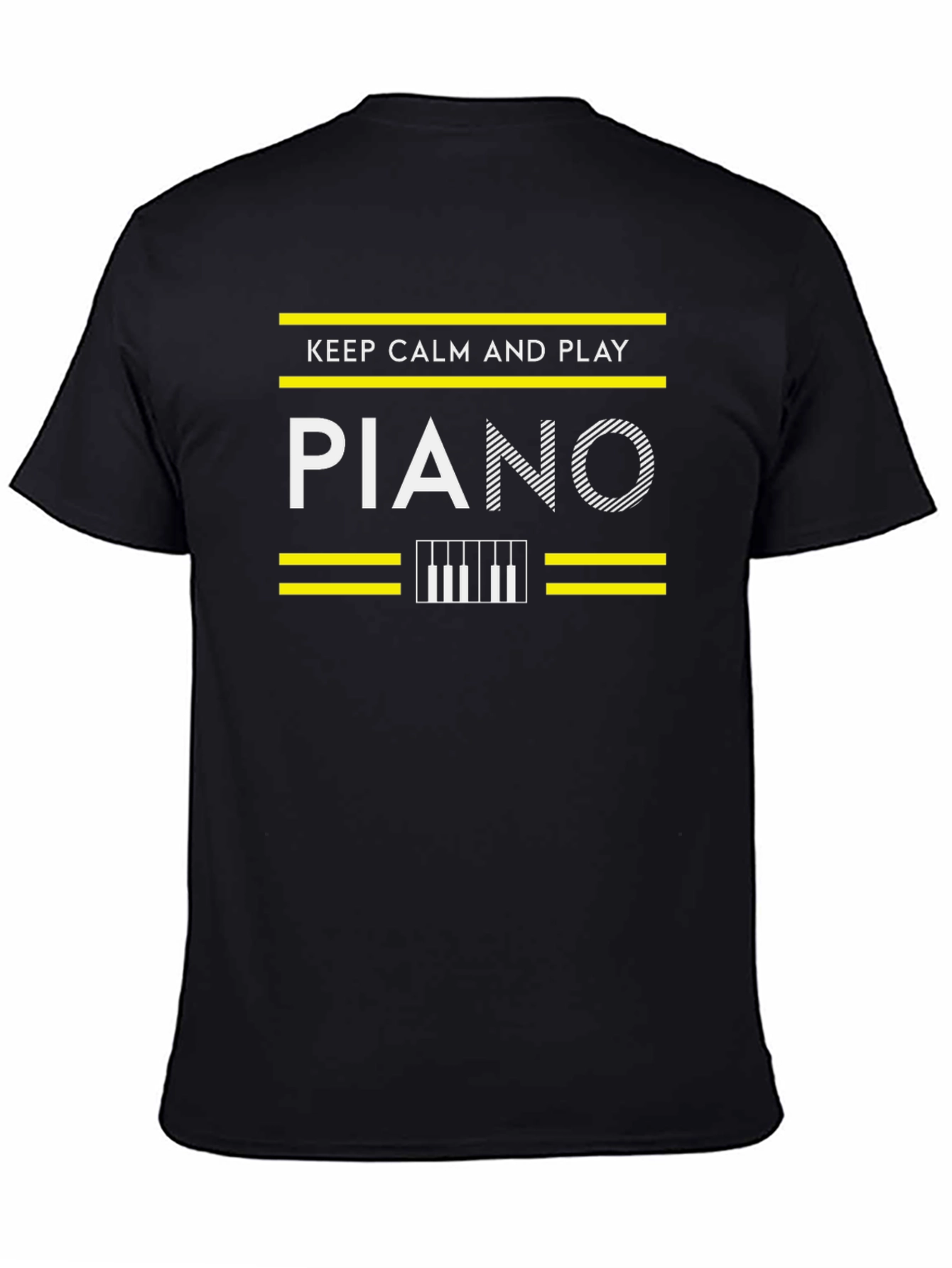 Keep Calm and Play Piano Black Graphic Tee