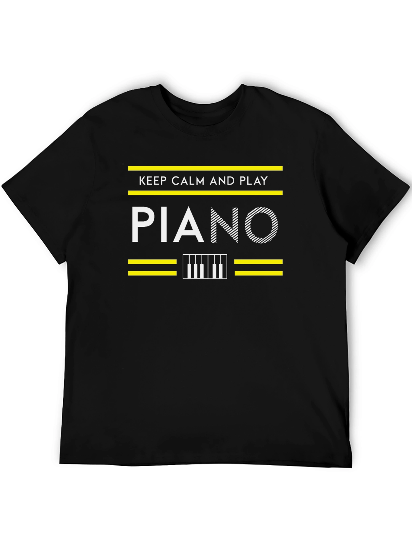 Keep Calm and Play Piano Black Graphic Tee