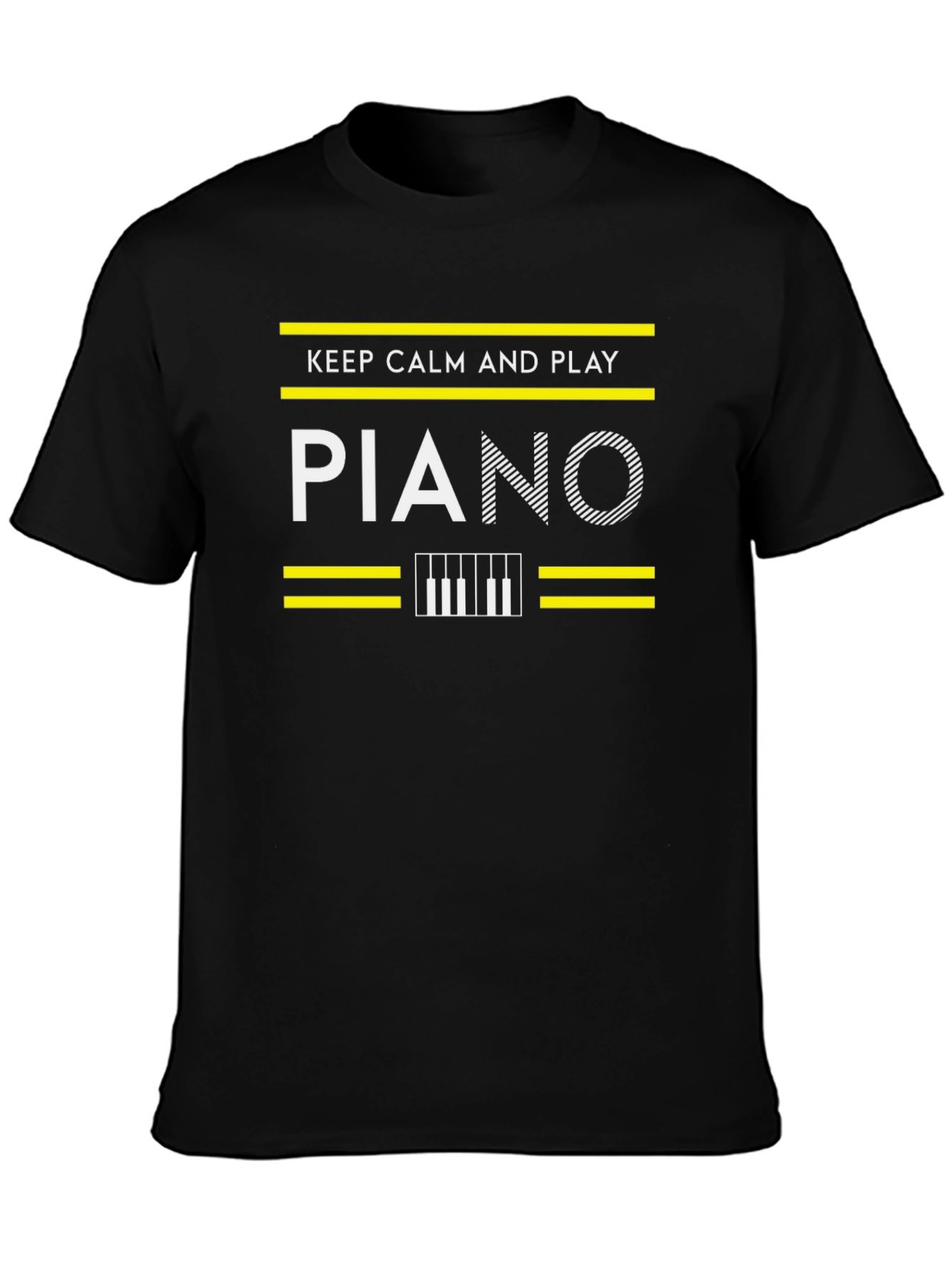 Keep Calm and Play Piano Black Graphic Tee