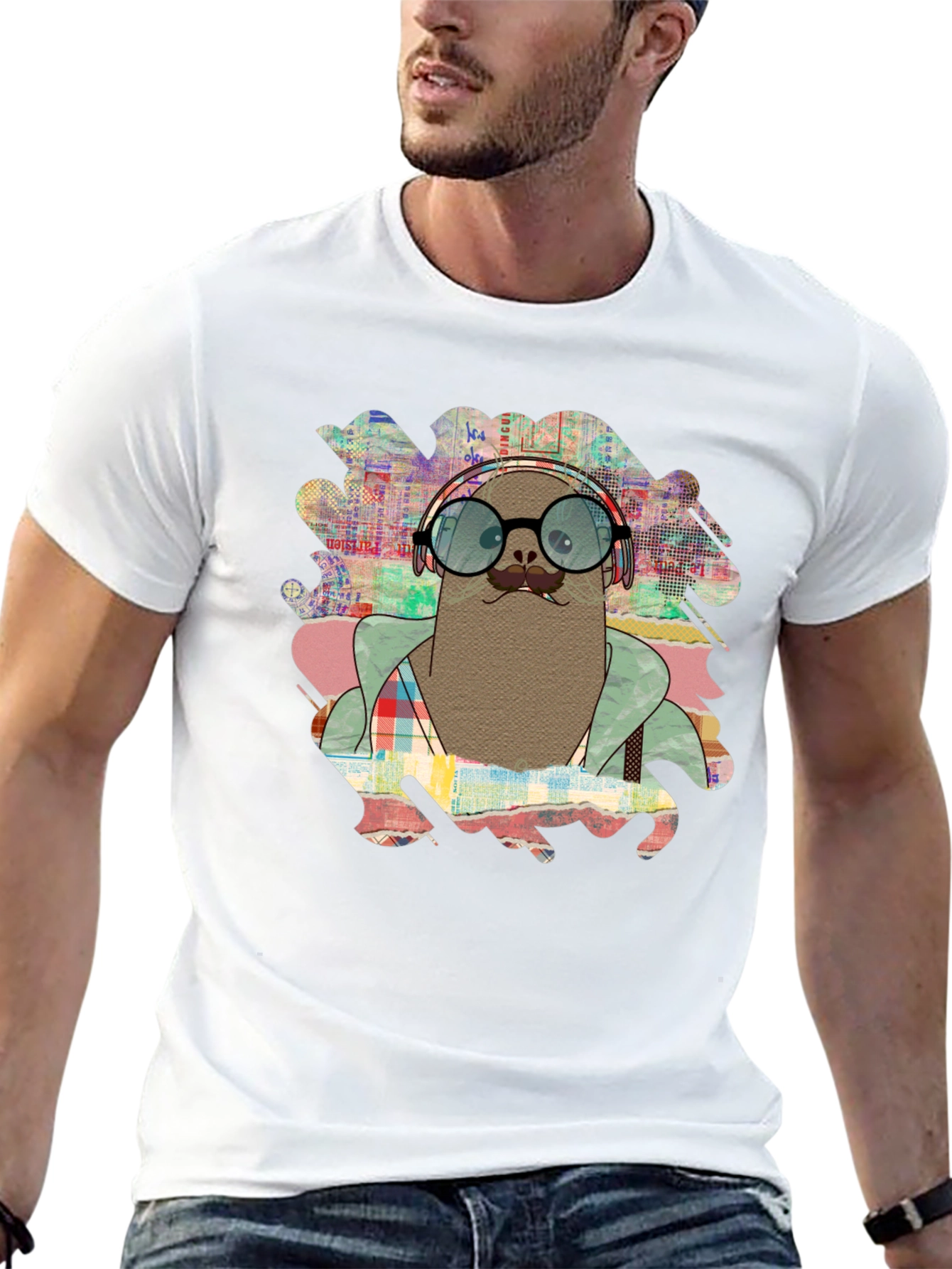 Seal with Headphones Graphic T-Shirt